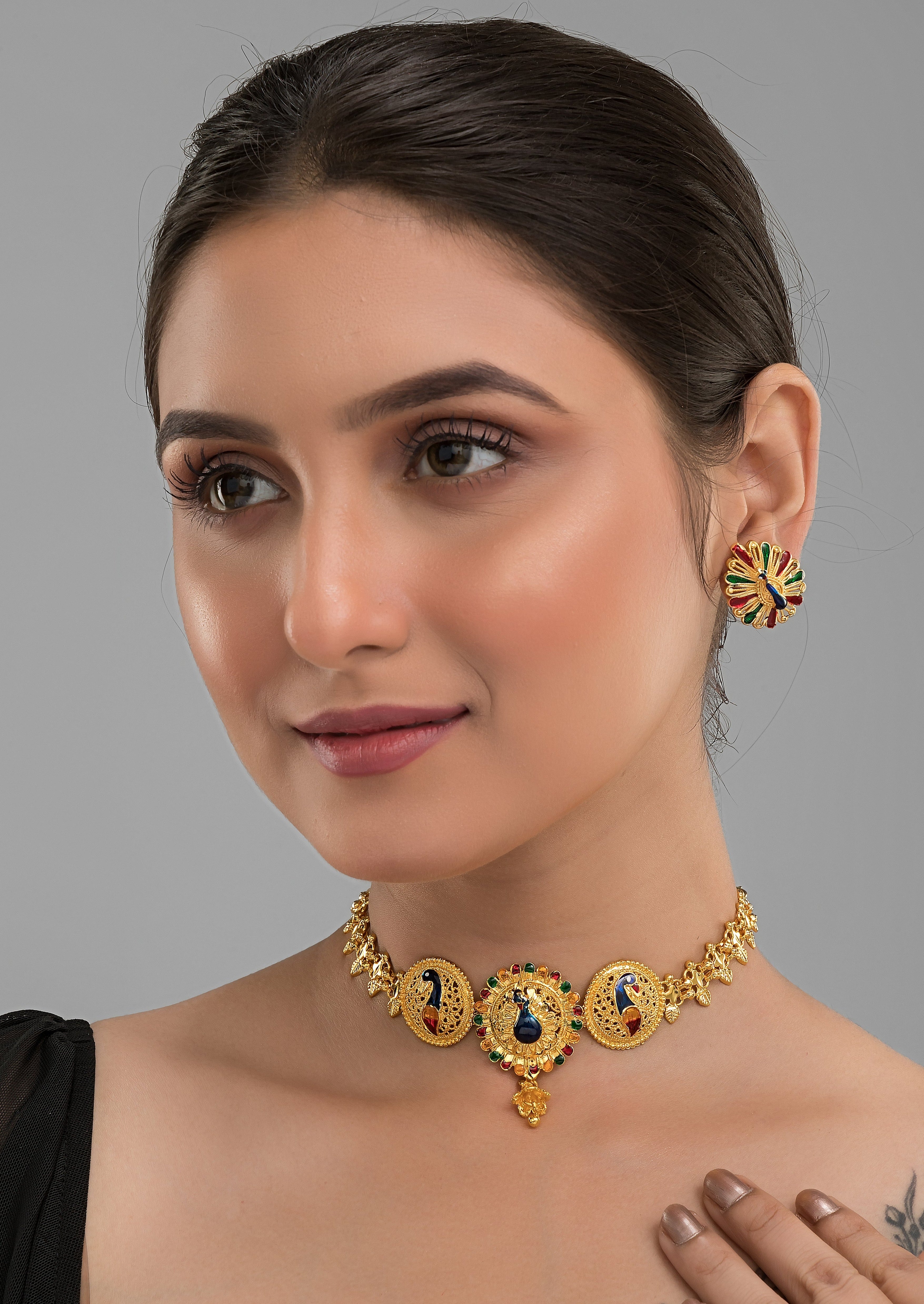 Ostentation- Peacock Gold Plated Necklace set