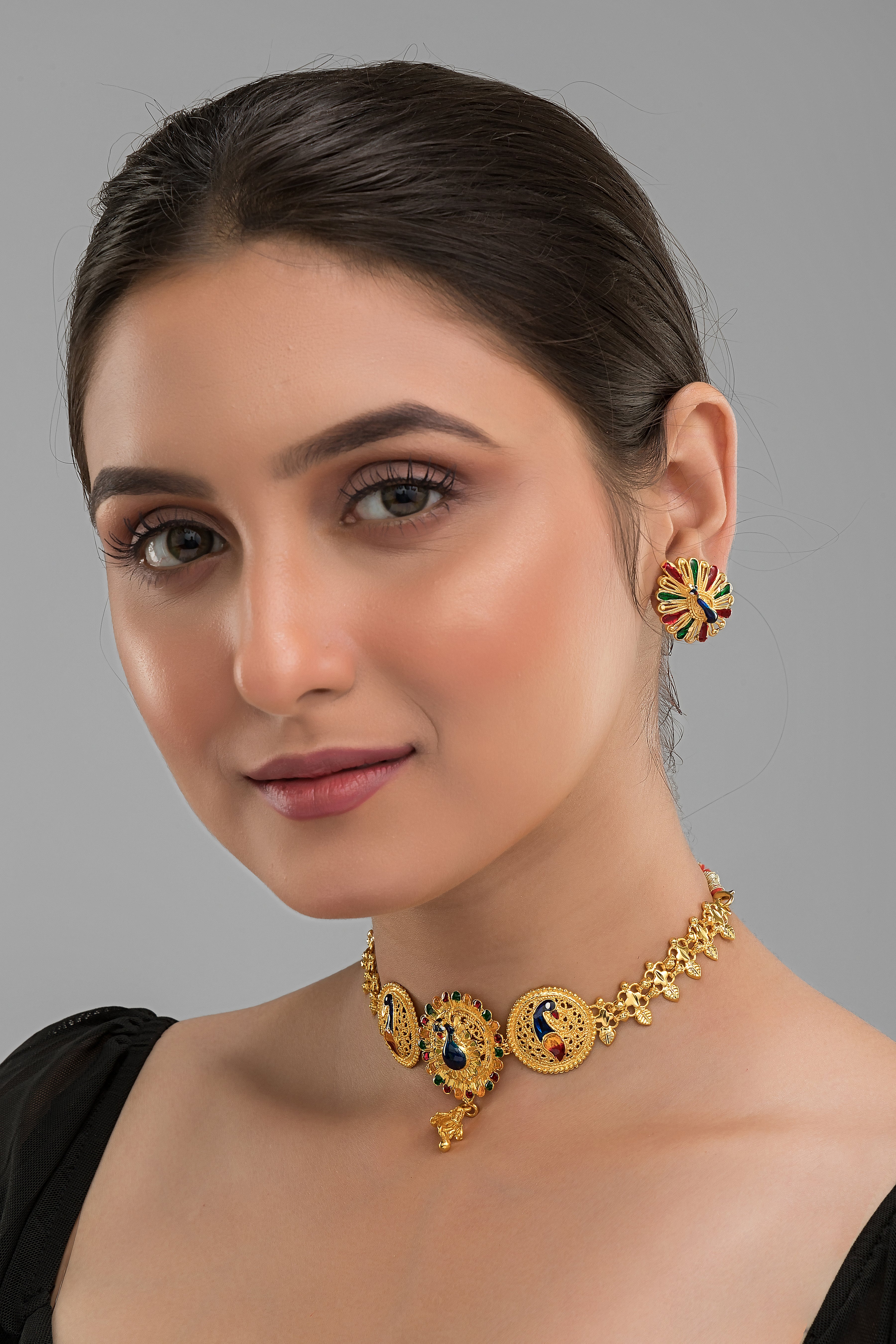 Ostentation- Peacock Gold Plated Necklace set