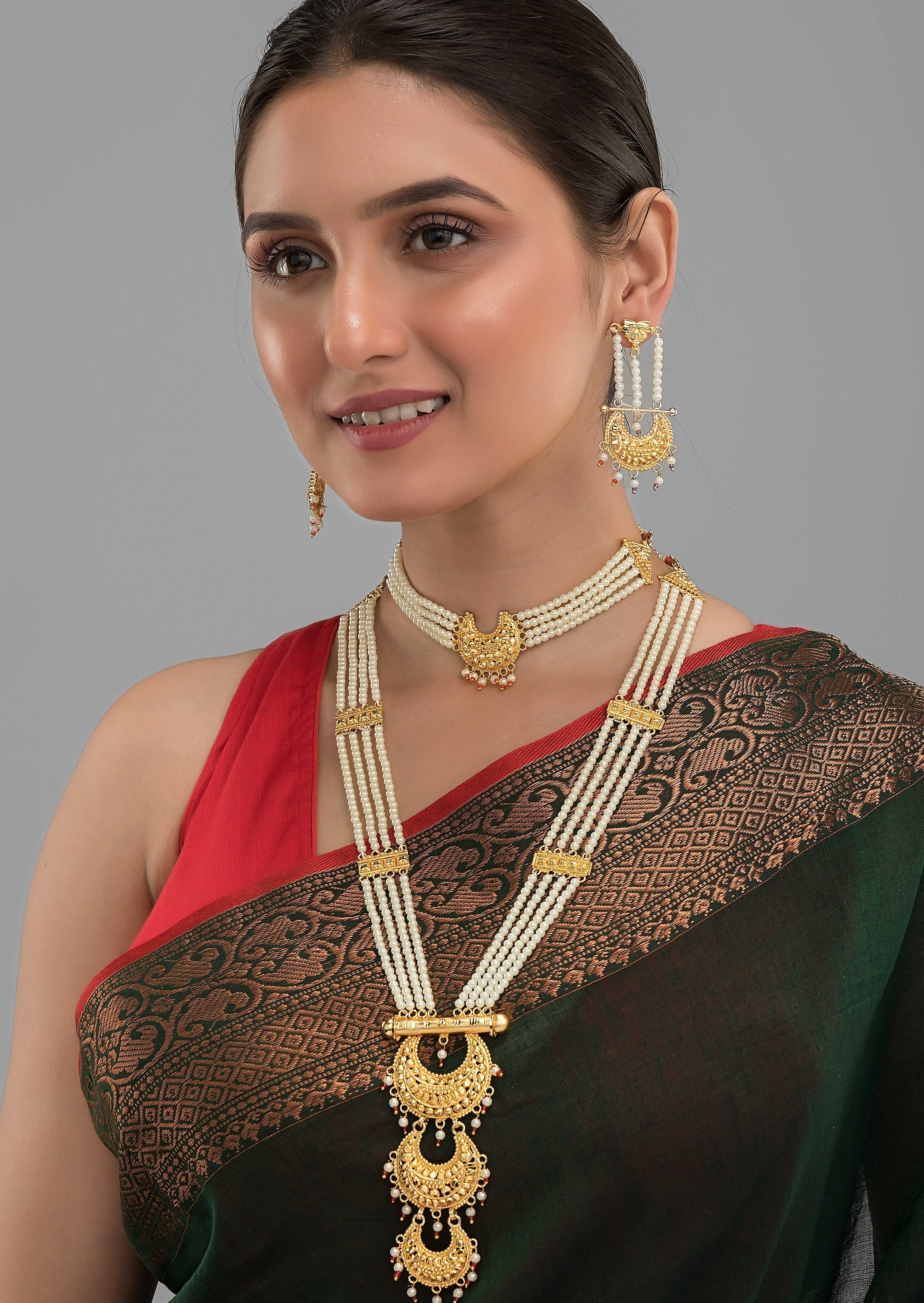 Maharani Pearl Gold Plated Haar [ Long Chain]