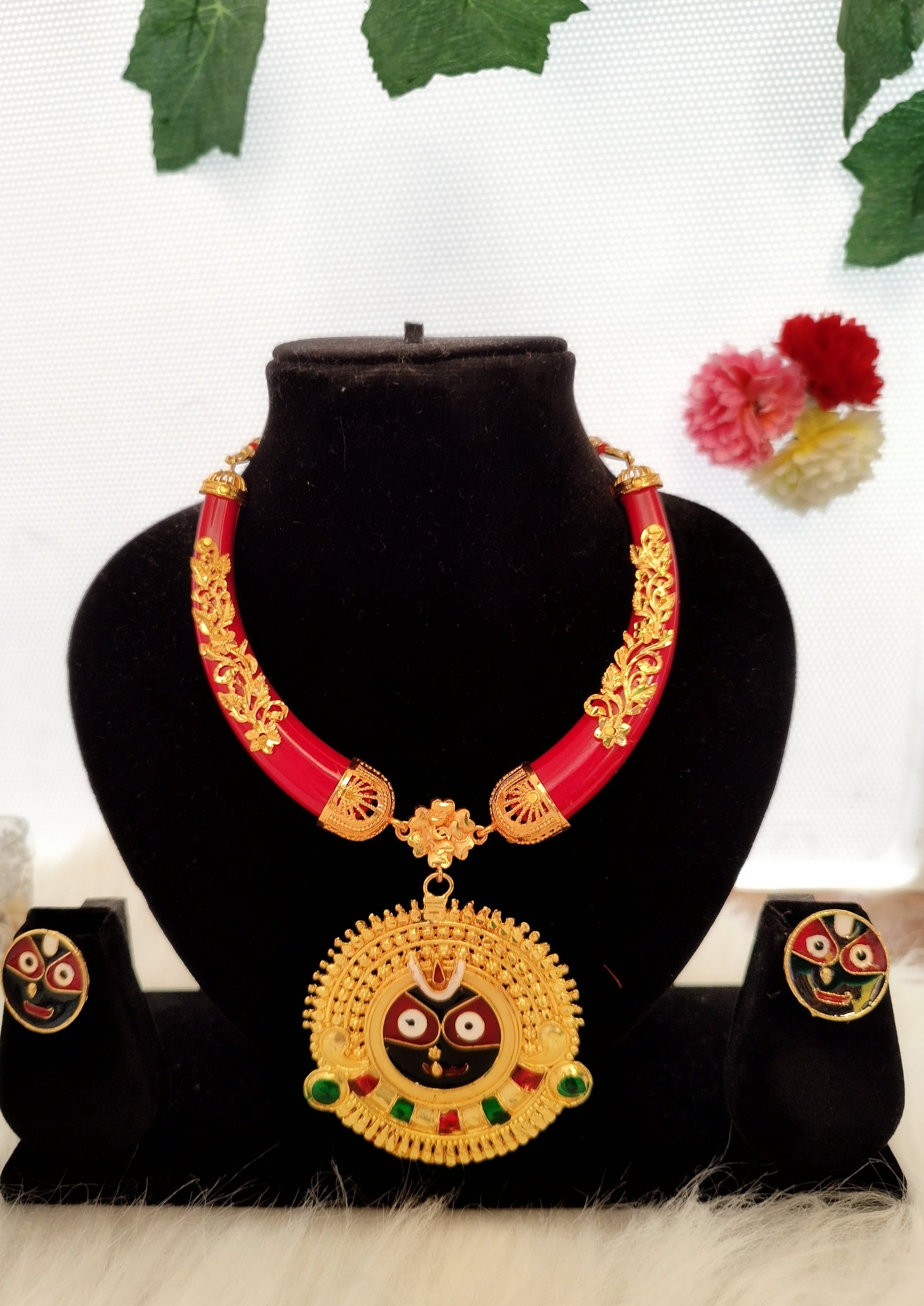 Gold Plated Prabhu Jagannath Necklace Set