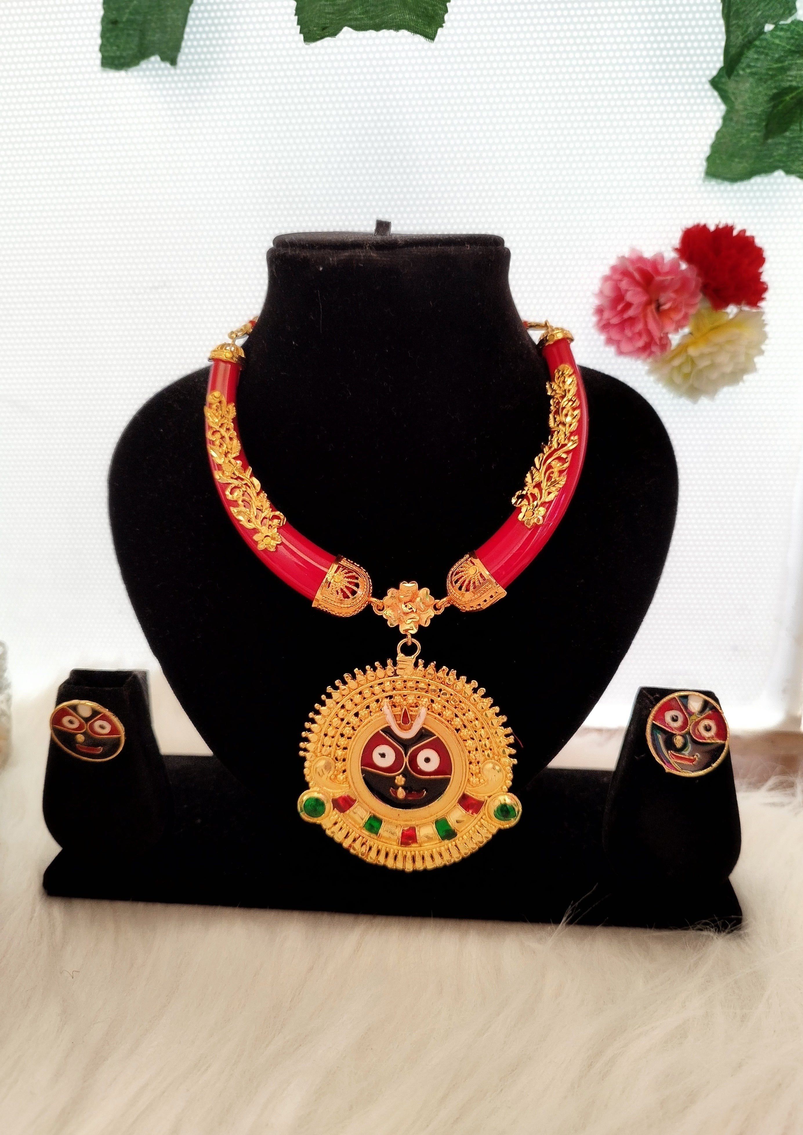 Gold Plated Prabhu Jagannath Necklace Set