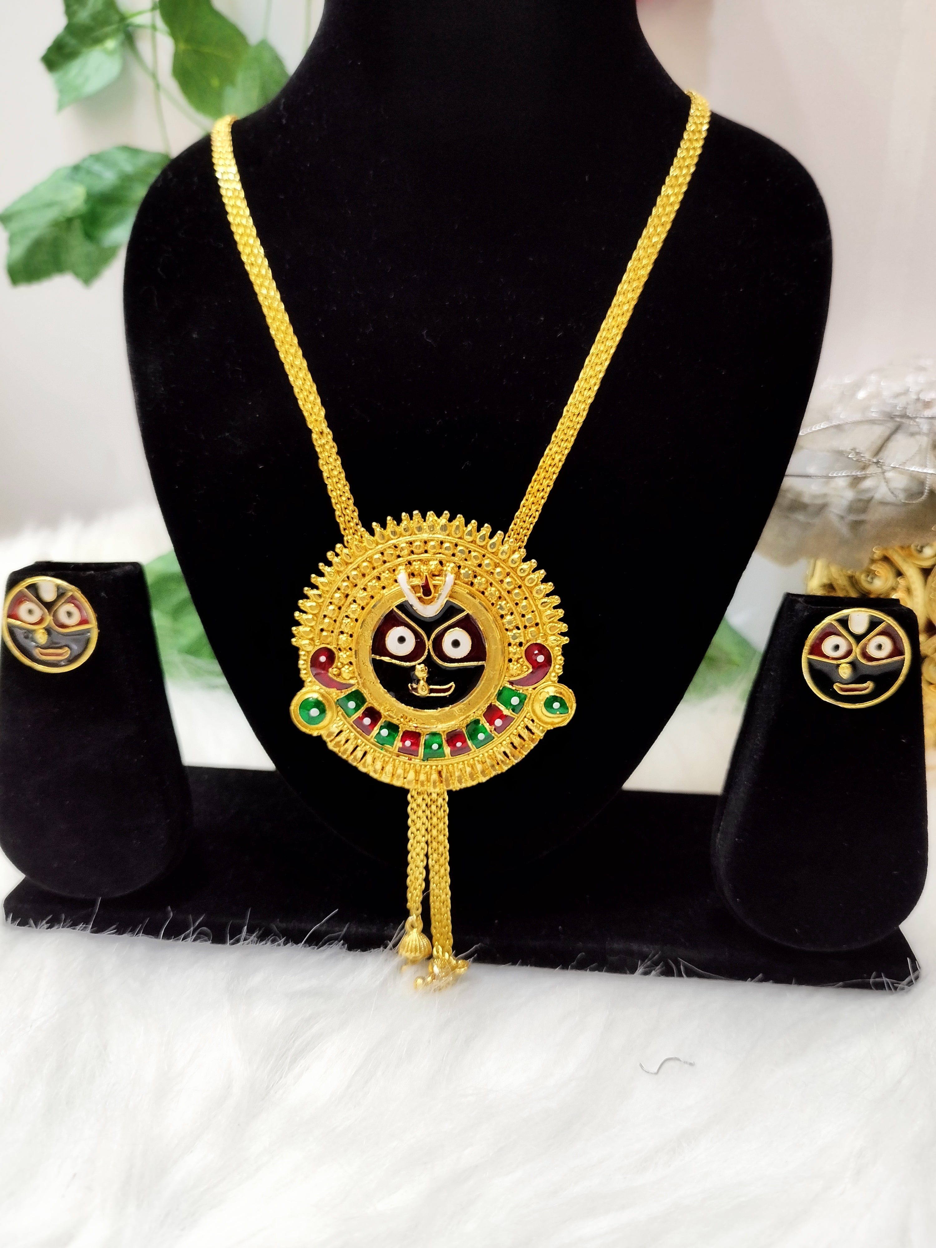 Rath Special Gold Plated Prabhu Jagannath Tie Chain Set