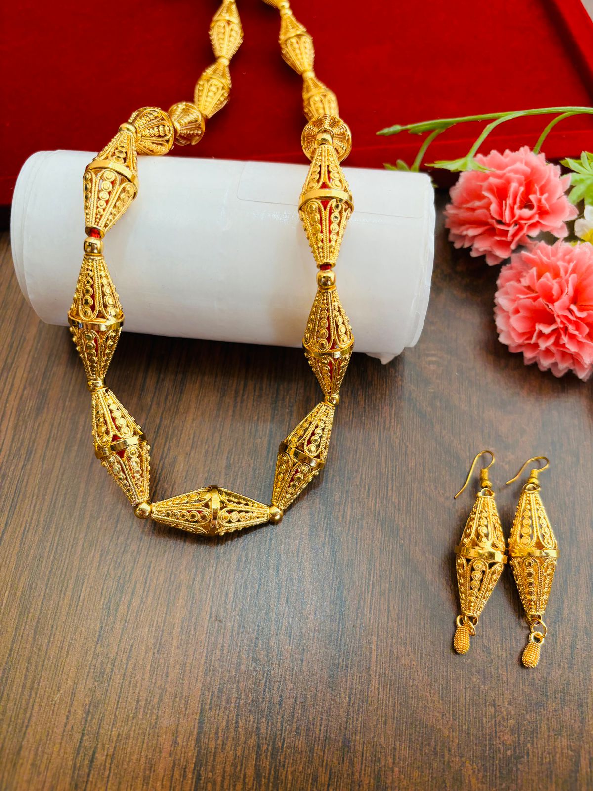 Traditional Dholak Design Gold Plated Set