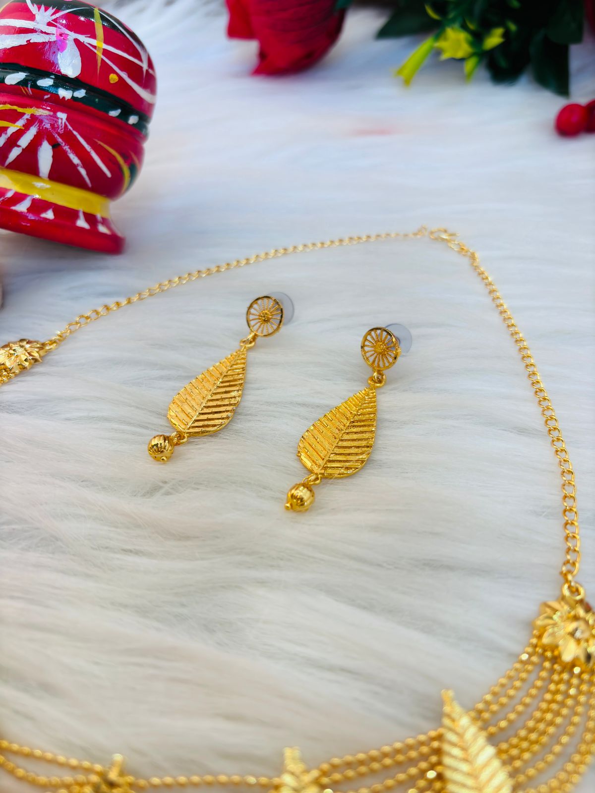 Leaf Design- Gold Plated Necklace Set