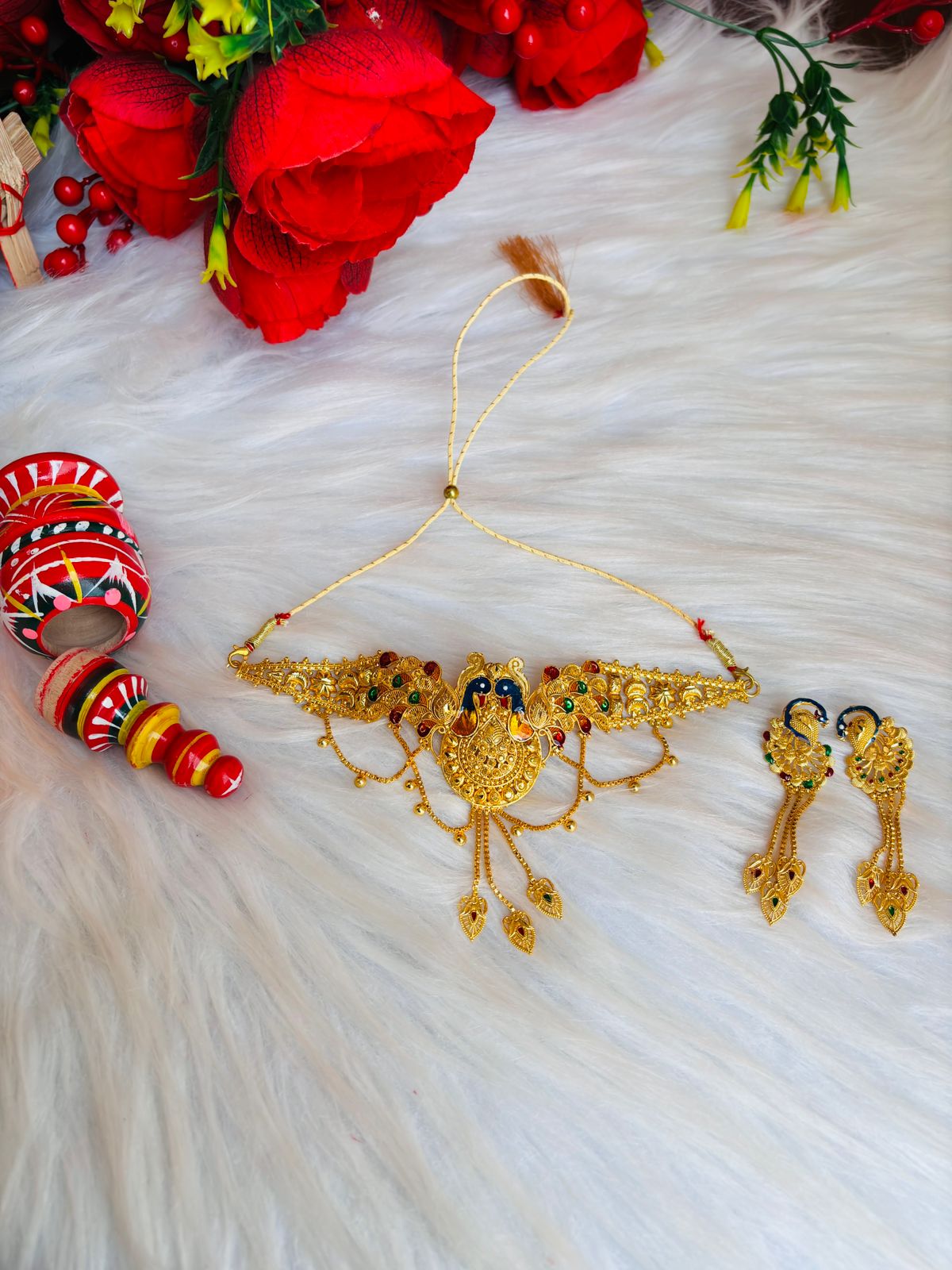 Peacock Gold Plated Necklace Set