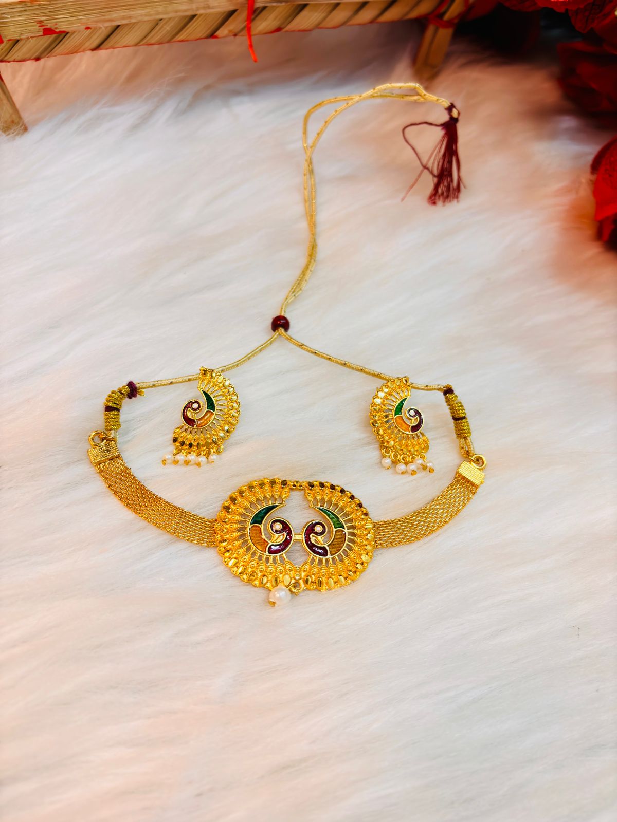 Mayuri- Gold Plated Chocker Necklace set