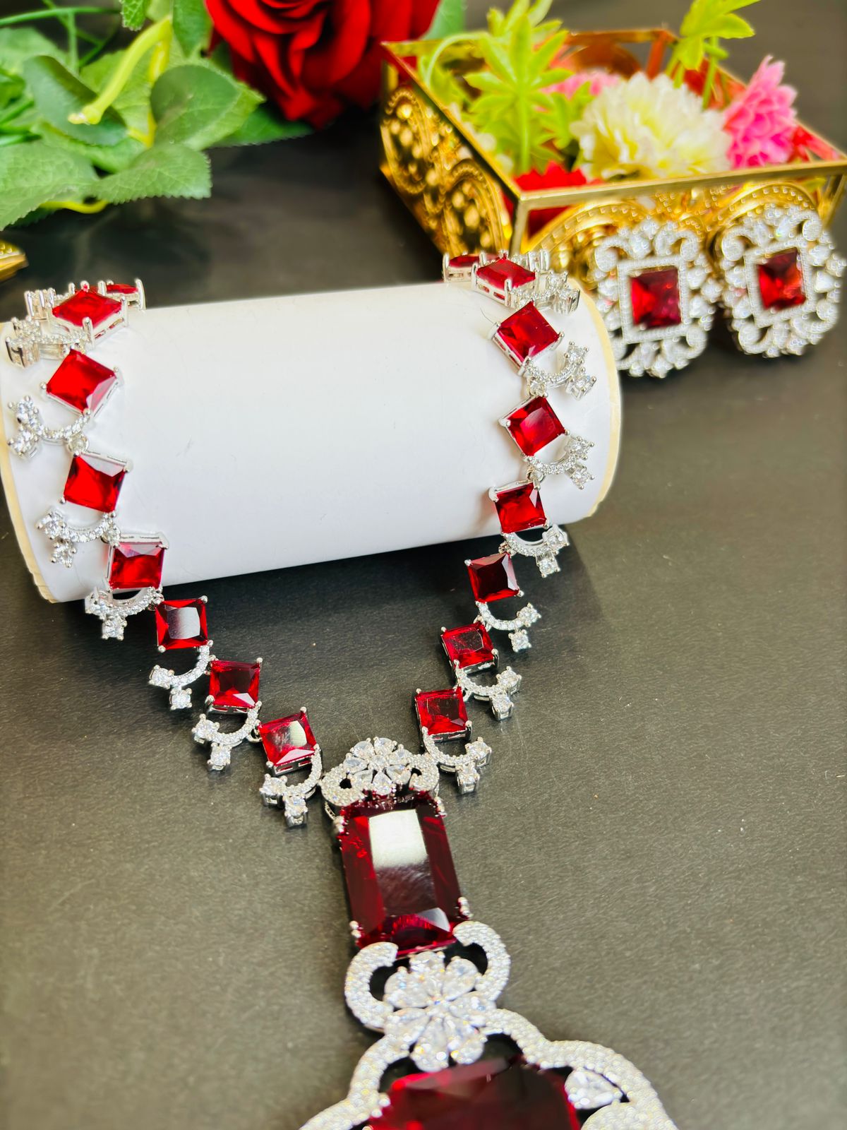 As Red As Wine- Fancy Long Necklace Set