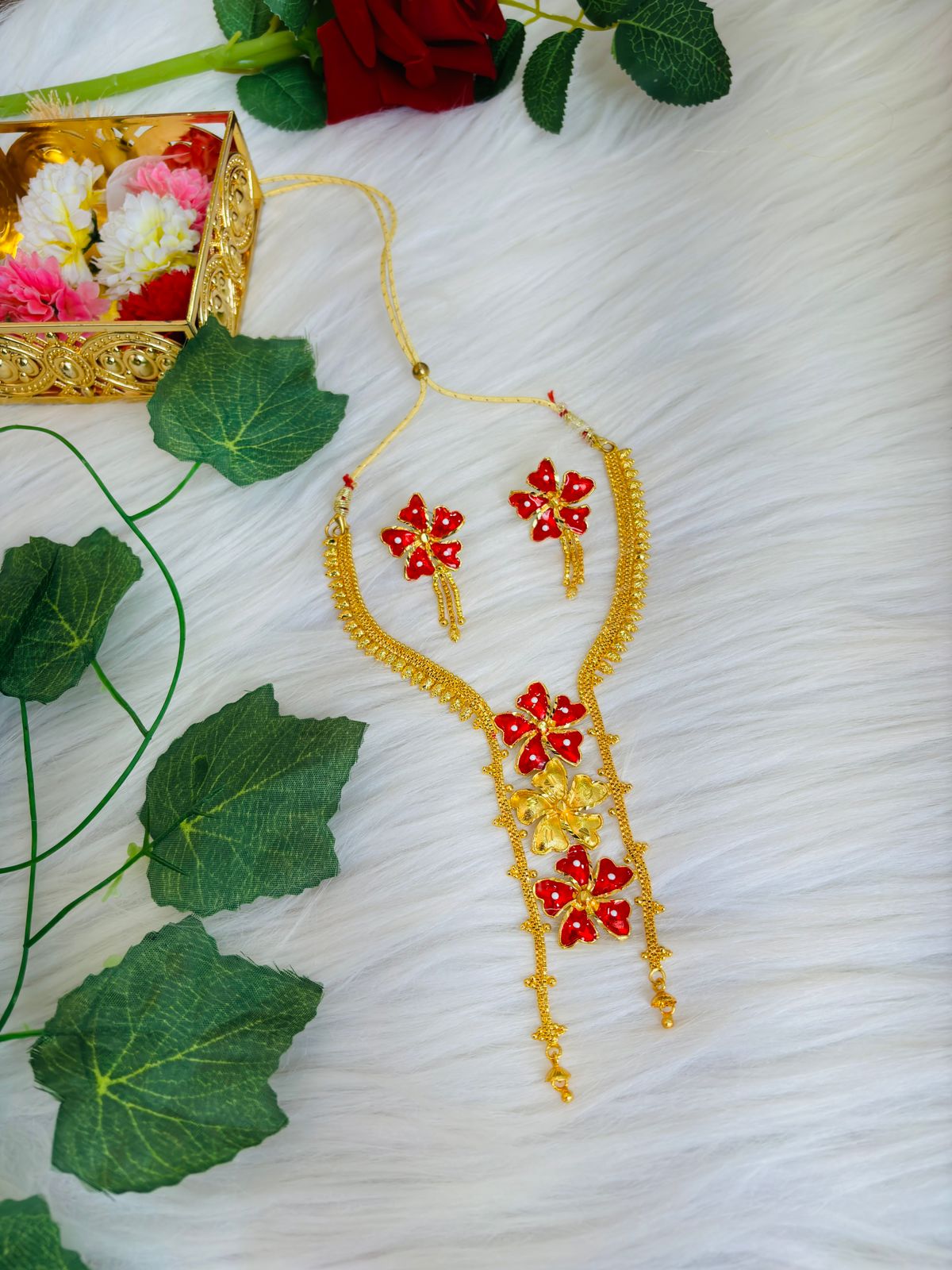 In The World Of Minakari - Gold Plated Necklace Set