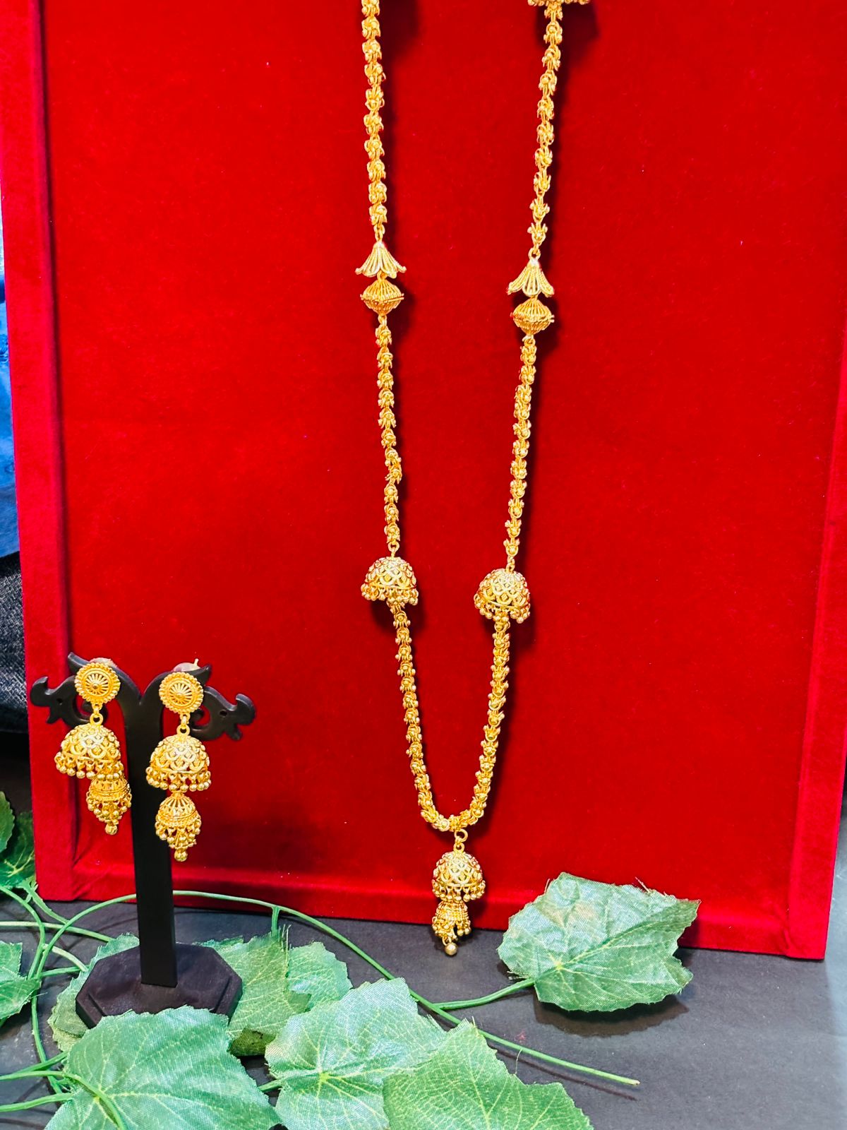 Jhumka Attached Gold Plated Necklace Set