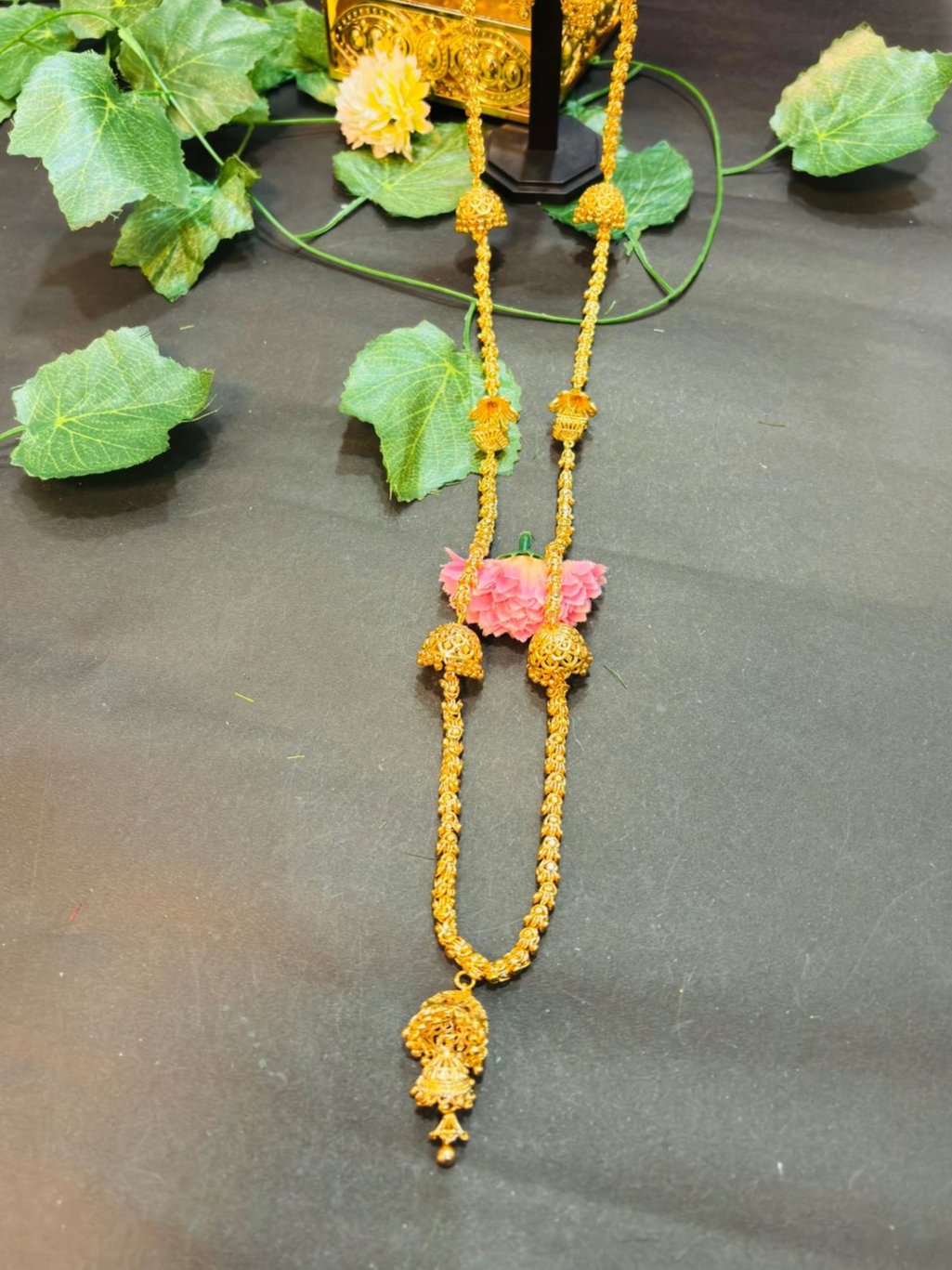 Jhumka Attached Gold Plated Necklace Set