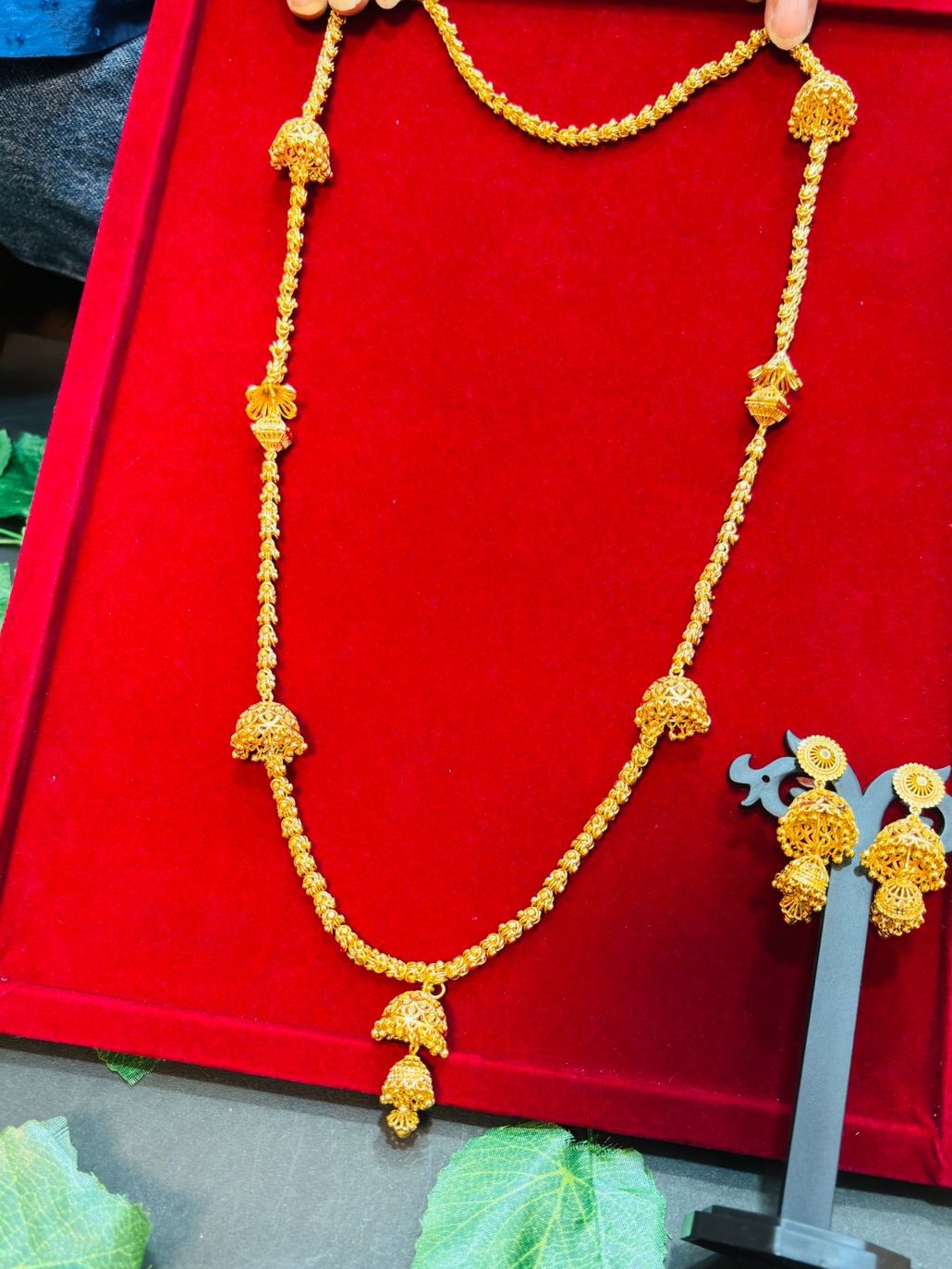 Jhumka Attached Gold Plated Necklace Set