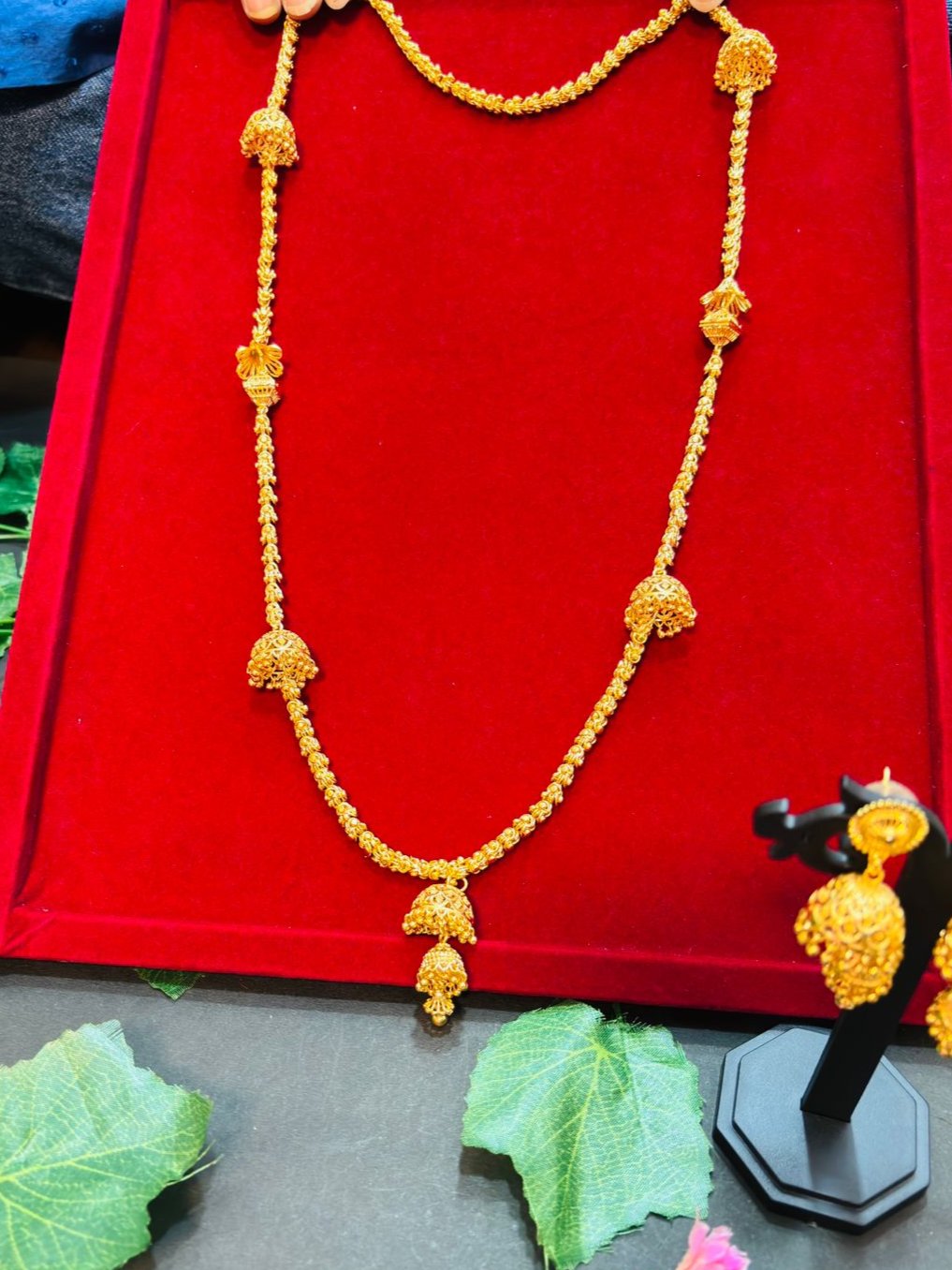 Jhumka Attached Gold Plated Necklace Set