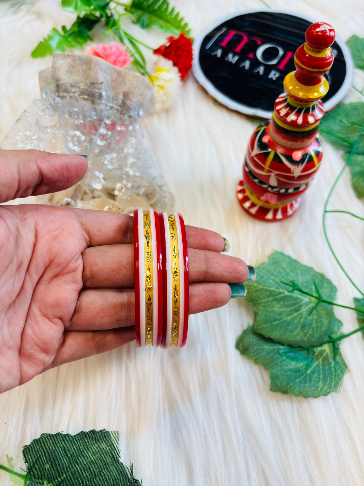 Bengal Ritual Fancy Sankha Pola Bandhano Pair