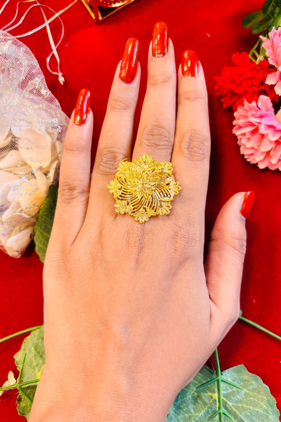 Sparkle On Finger- Gold Plated Ring