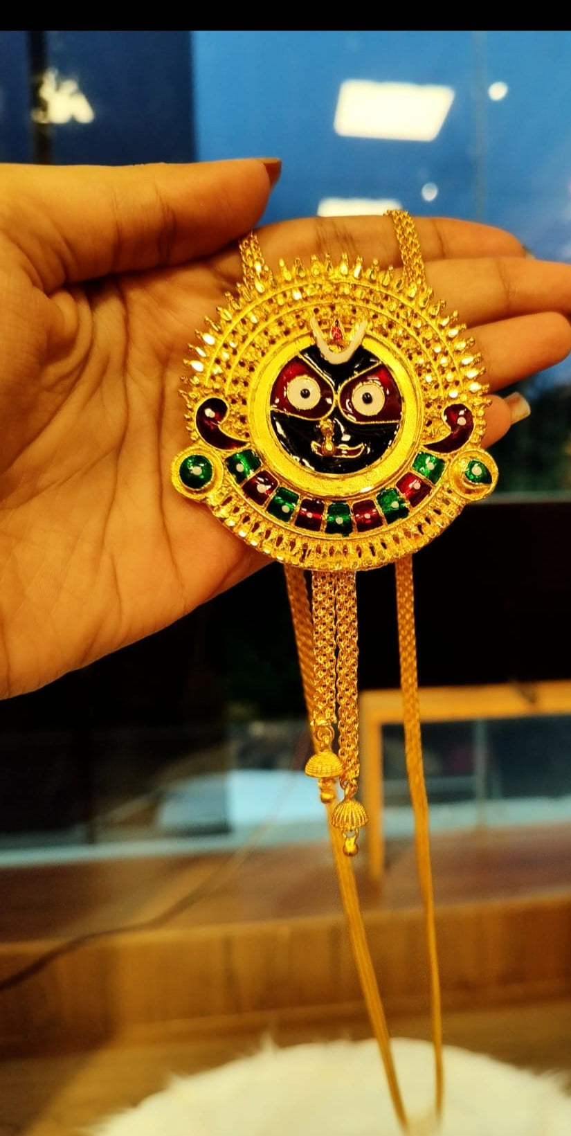 Rath Special Gold Plated Prabhu Jagannath Tie Chain Set