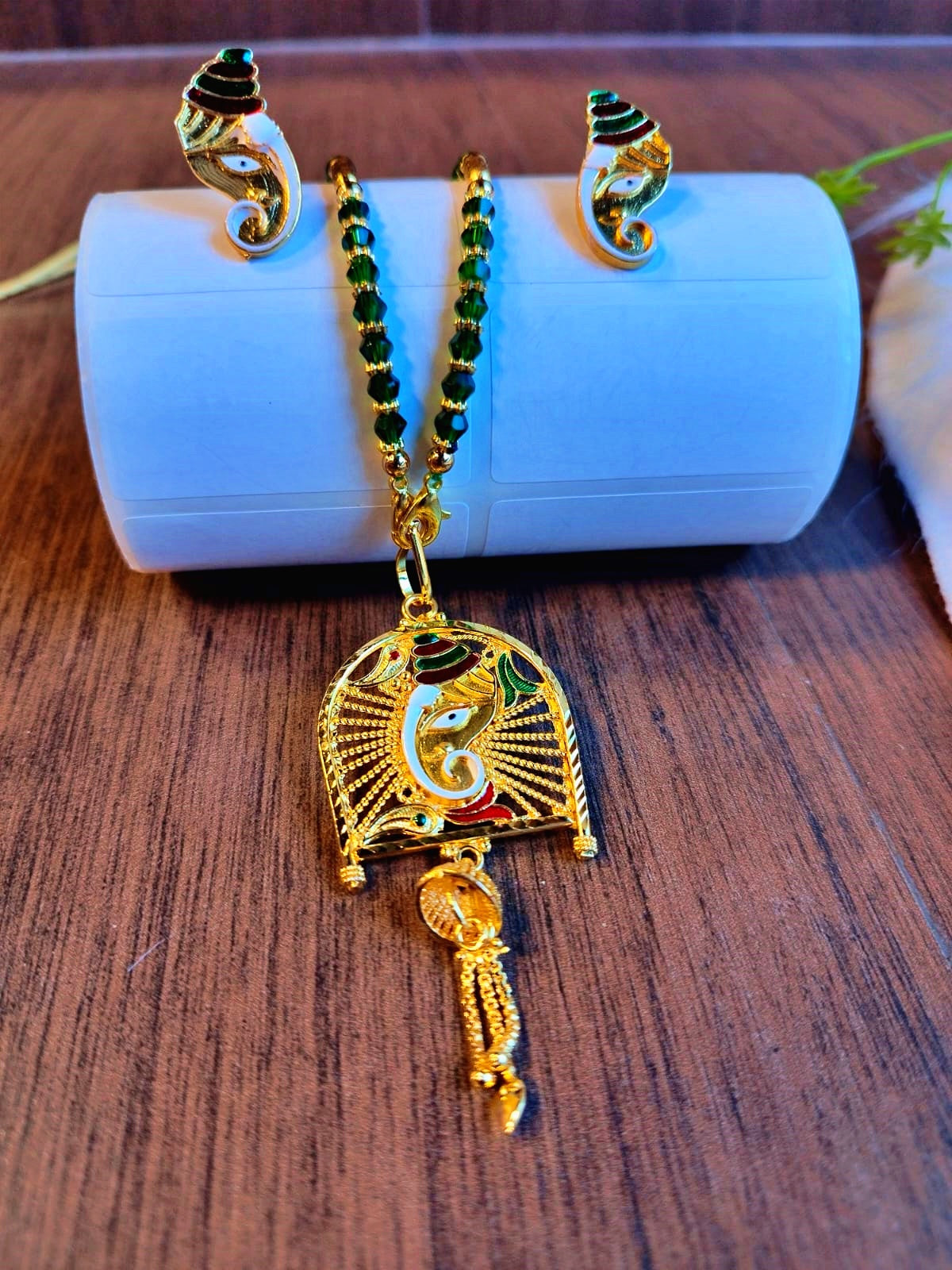 Ganpati Bappa Special Gold Plated Necklace Set