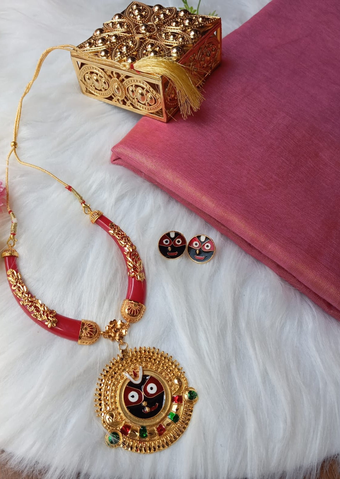 Gold Plated Prabhu Jagannath Necklace Set