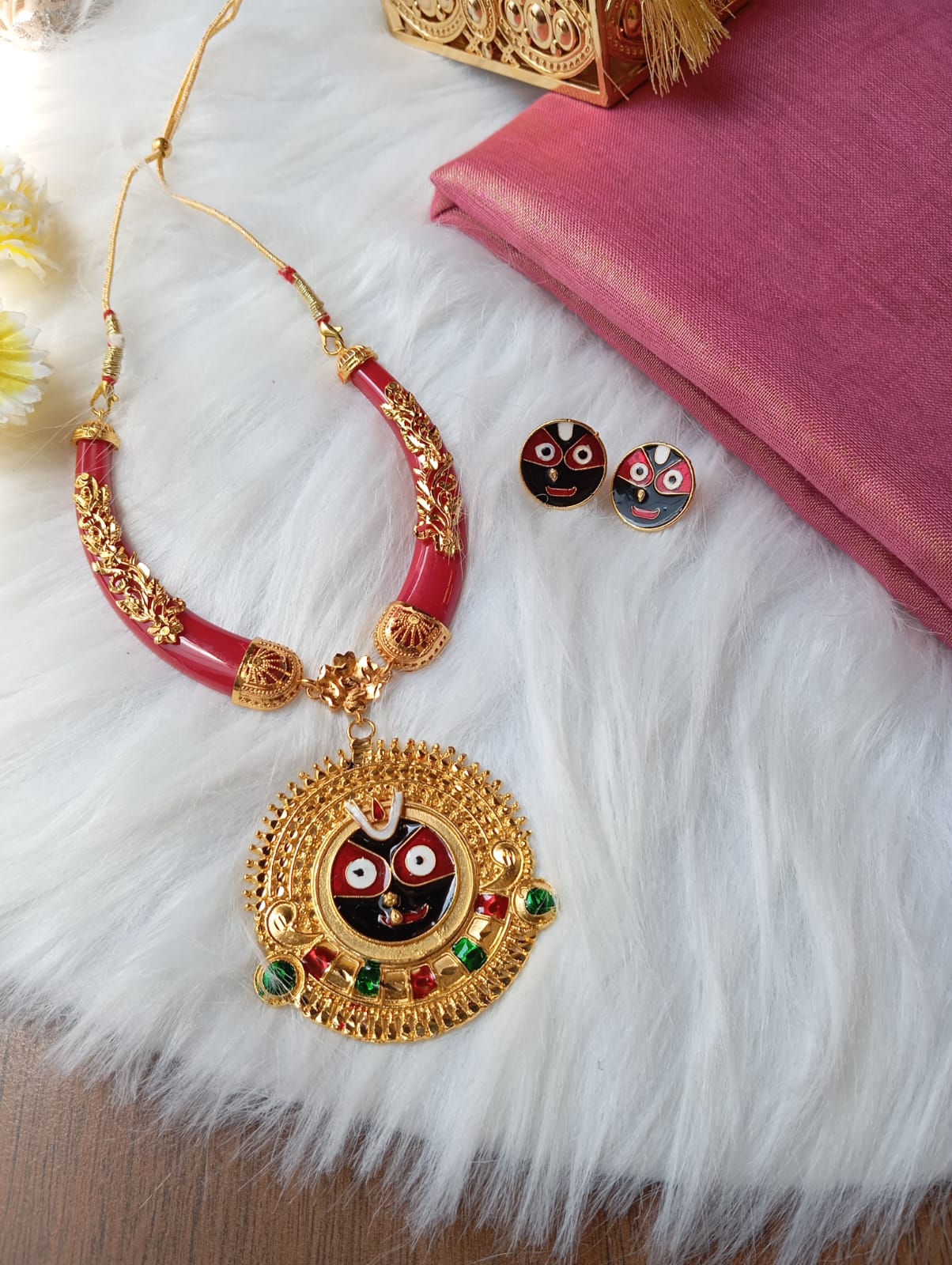 Gold Plated Prabhu Jagannath Necklace Set