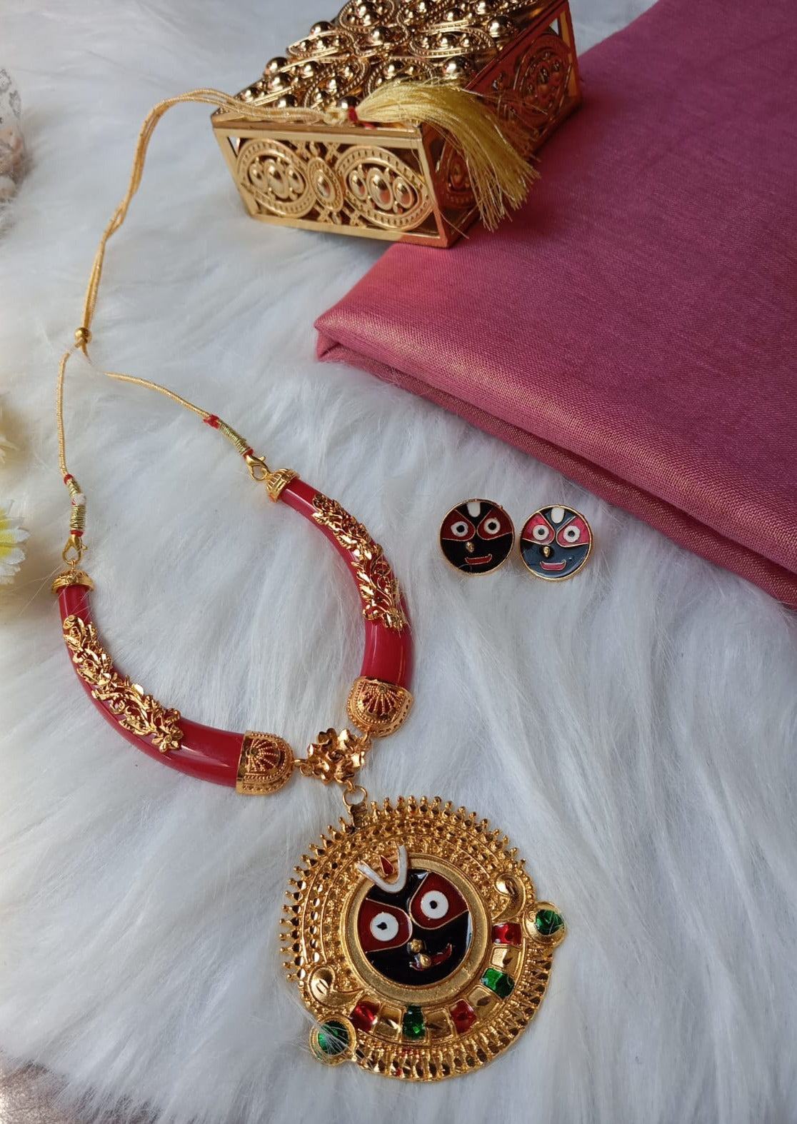 Gold Plated Prabhu Jagannath Necklace Set