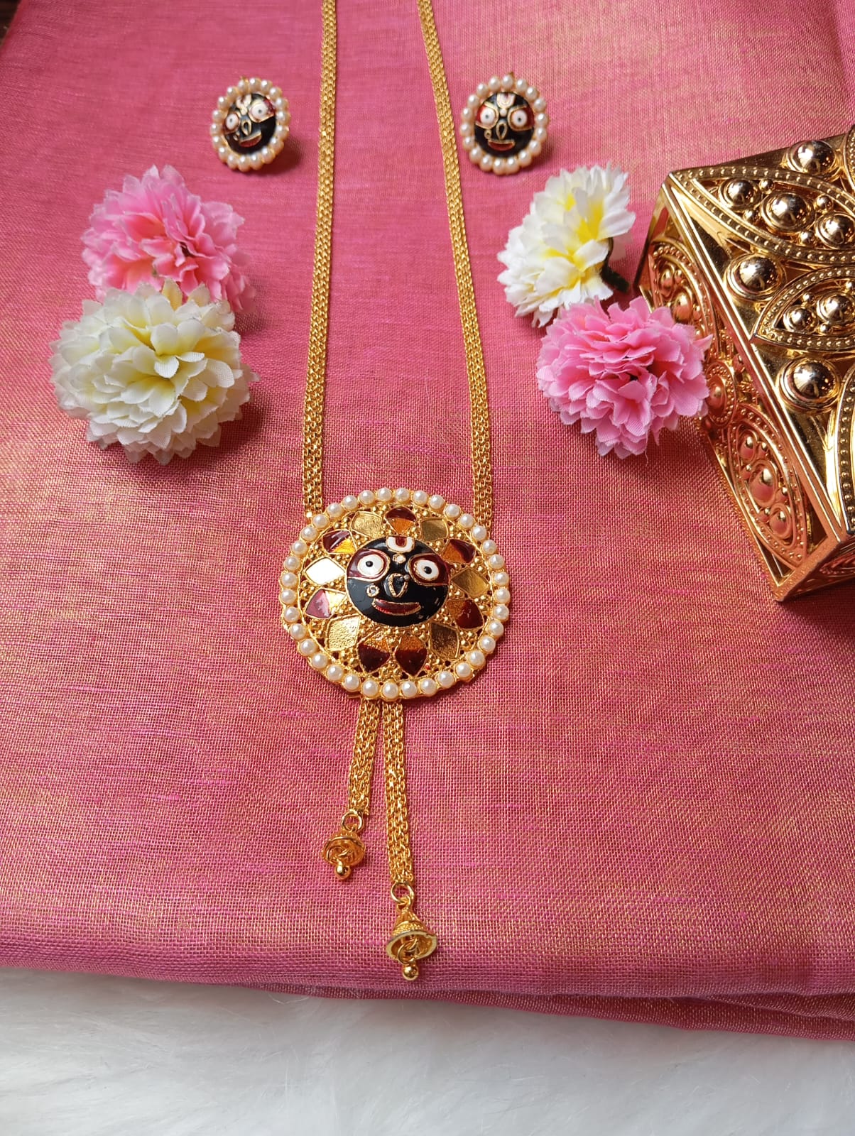 New  Gold Plated Prabhu Jagannath Tie Chain Set