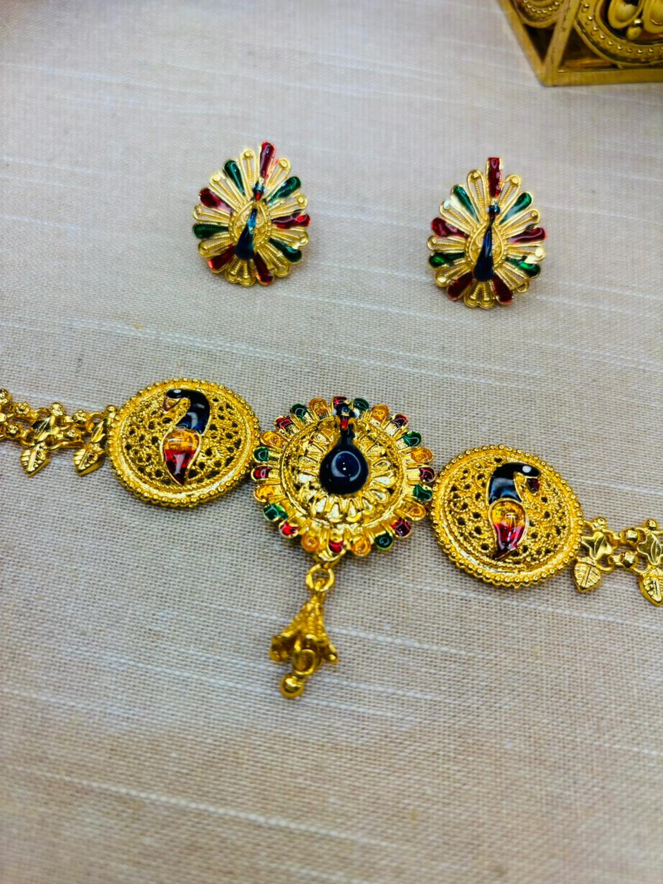 Ostentation- Peacock Gold Plated Necklace set