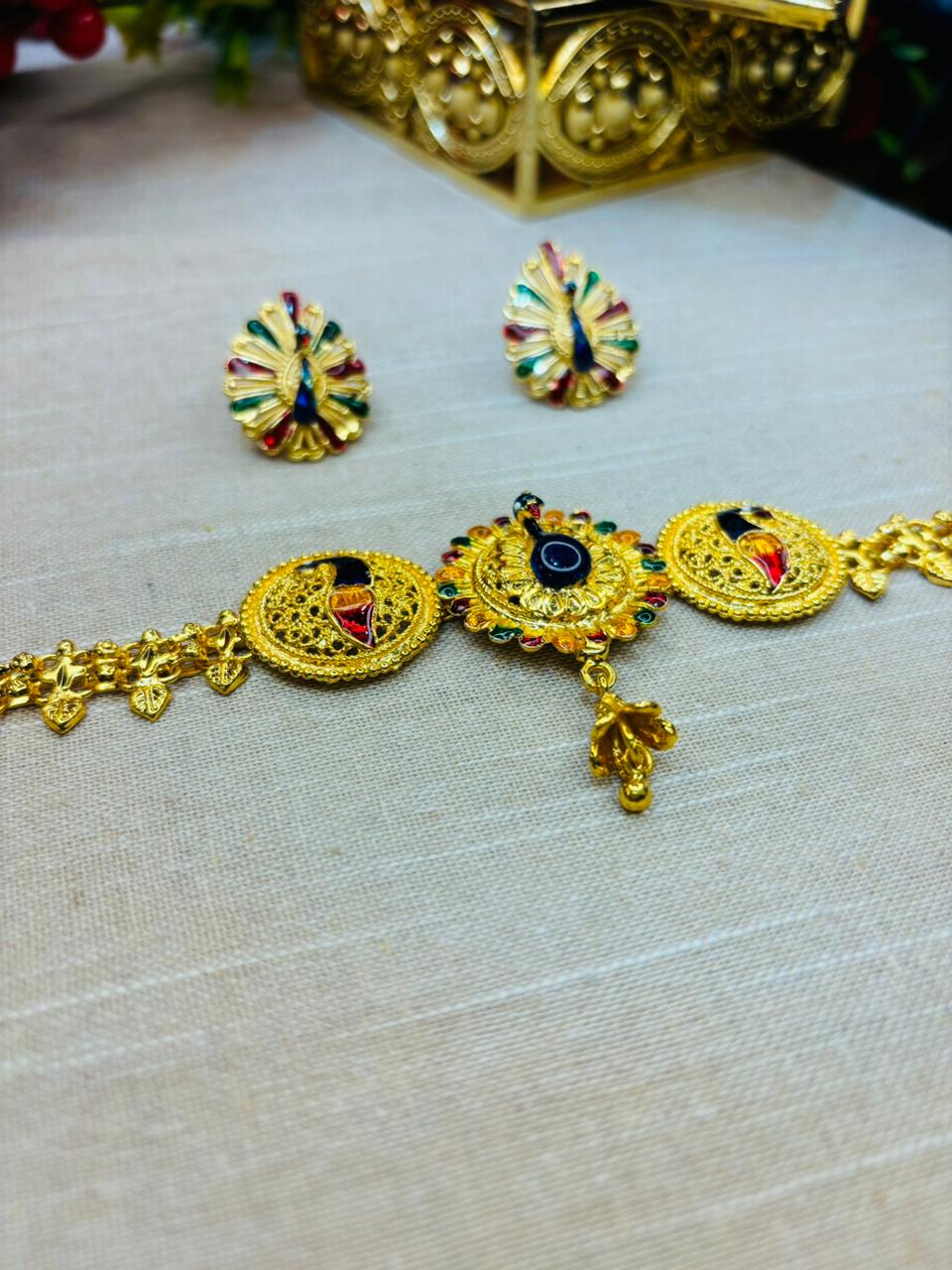 Ostentation- Peacock Gold Plated Necklace set