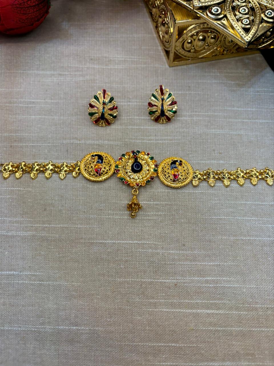 Ostentation- Peacock Gold Plated Necklace set