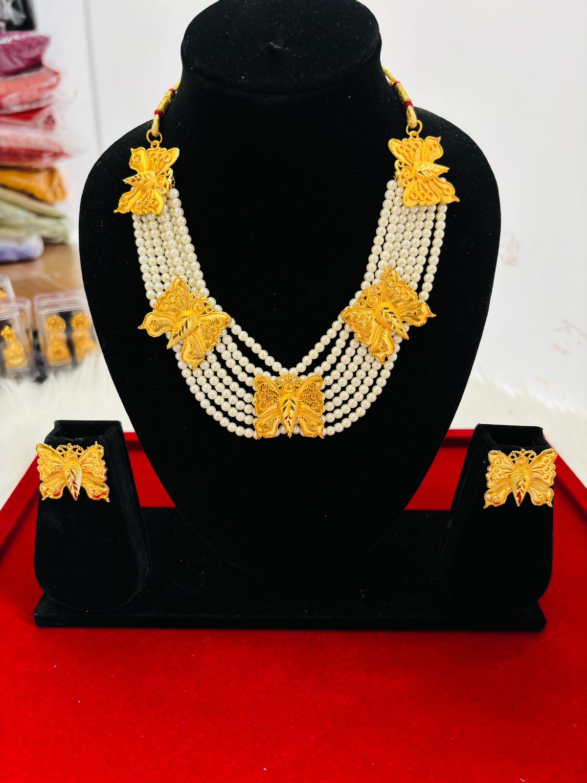 Cute Prajapati Special Pearl Gold Plated Multilayered Necklace