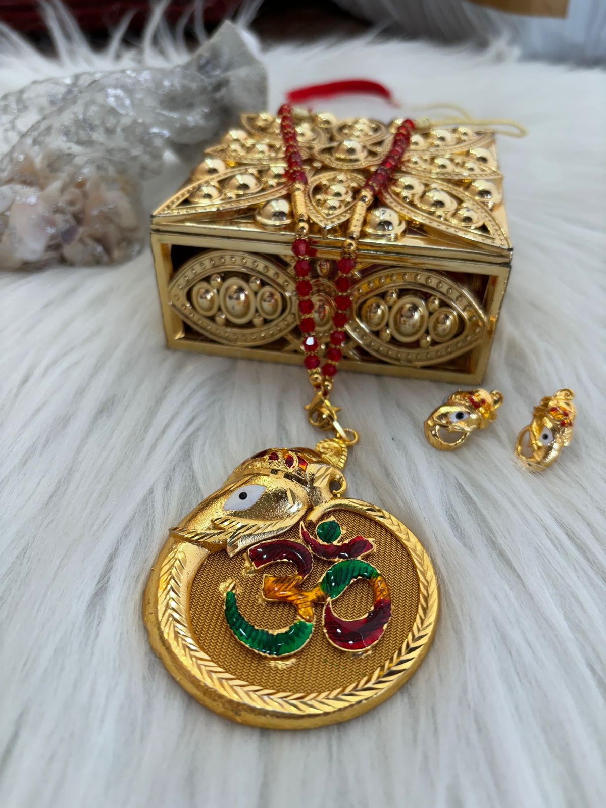 Bappa Morya Gold Plated Necklace Set