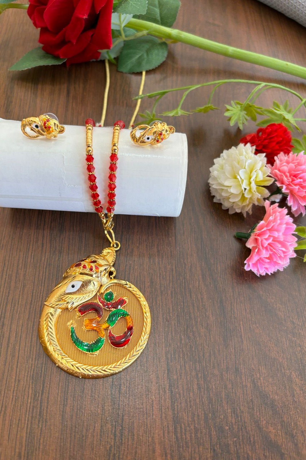 Bappa Morya Gold Plated Necklace Set