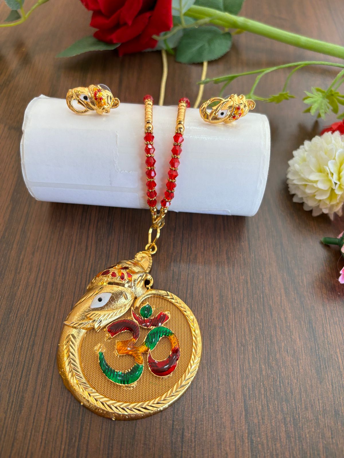 Bappa Morya Gold Plated Necklace Set