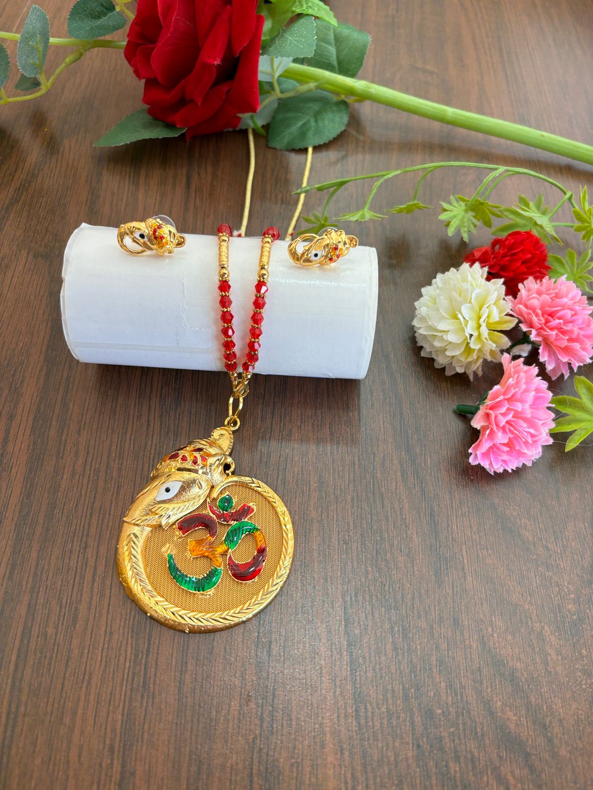 Bappa Morya Gold Plated Necklace Set