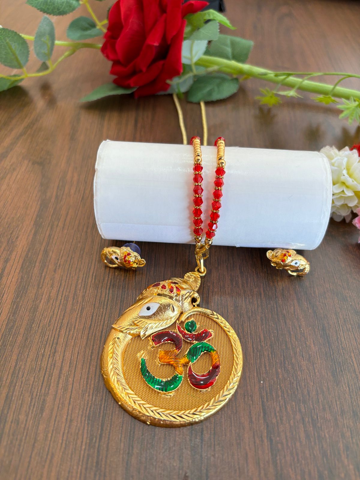 Bappa Morya Gold Plated Necklace Set