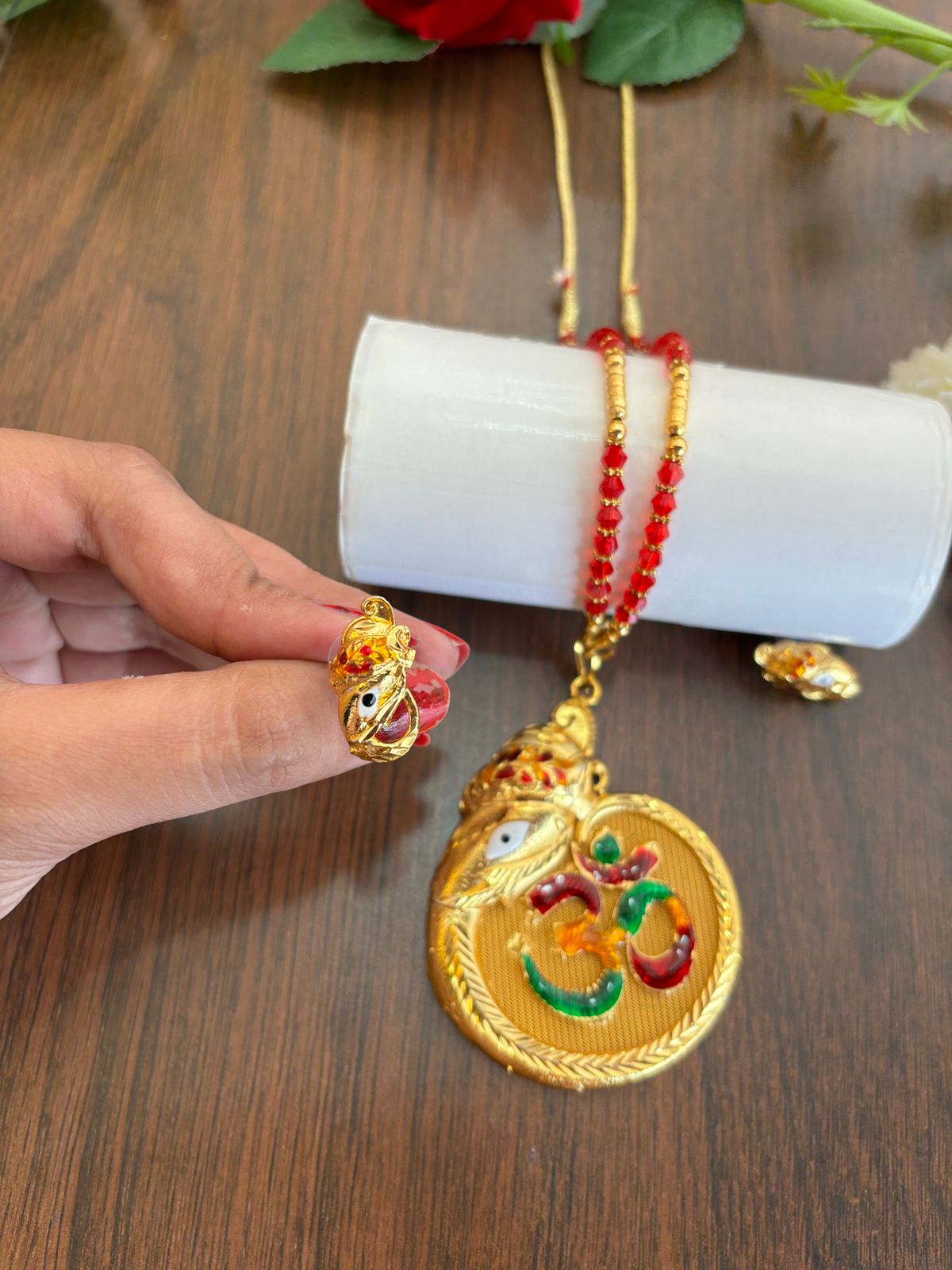 Bappa Morya Gold Plated Necklace Set