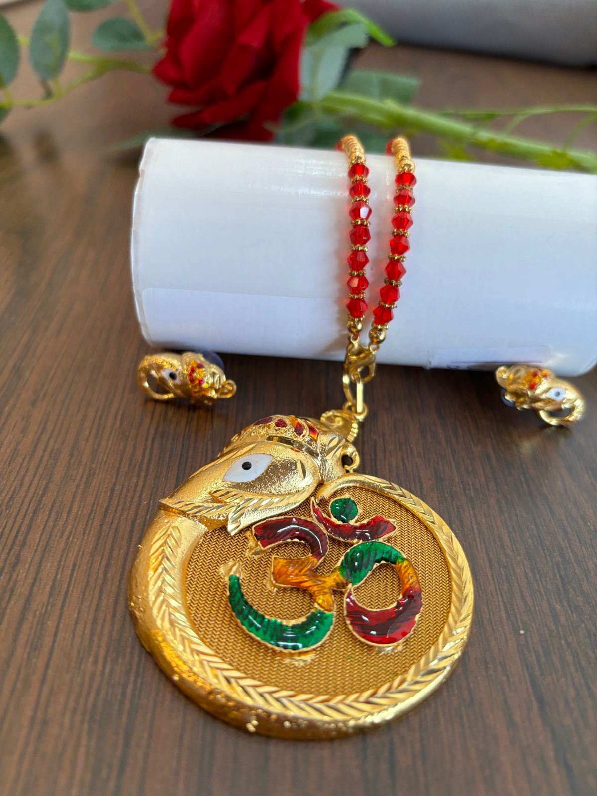 Bappa Morya Gold Plated Necklace Set