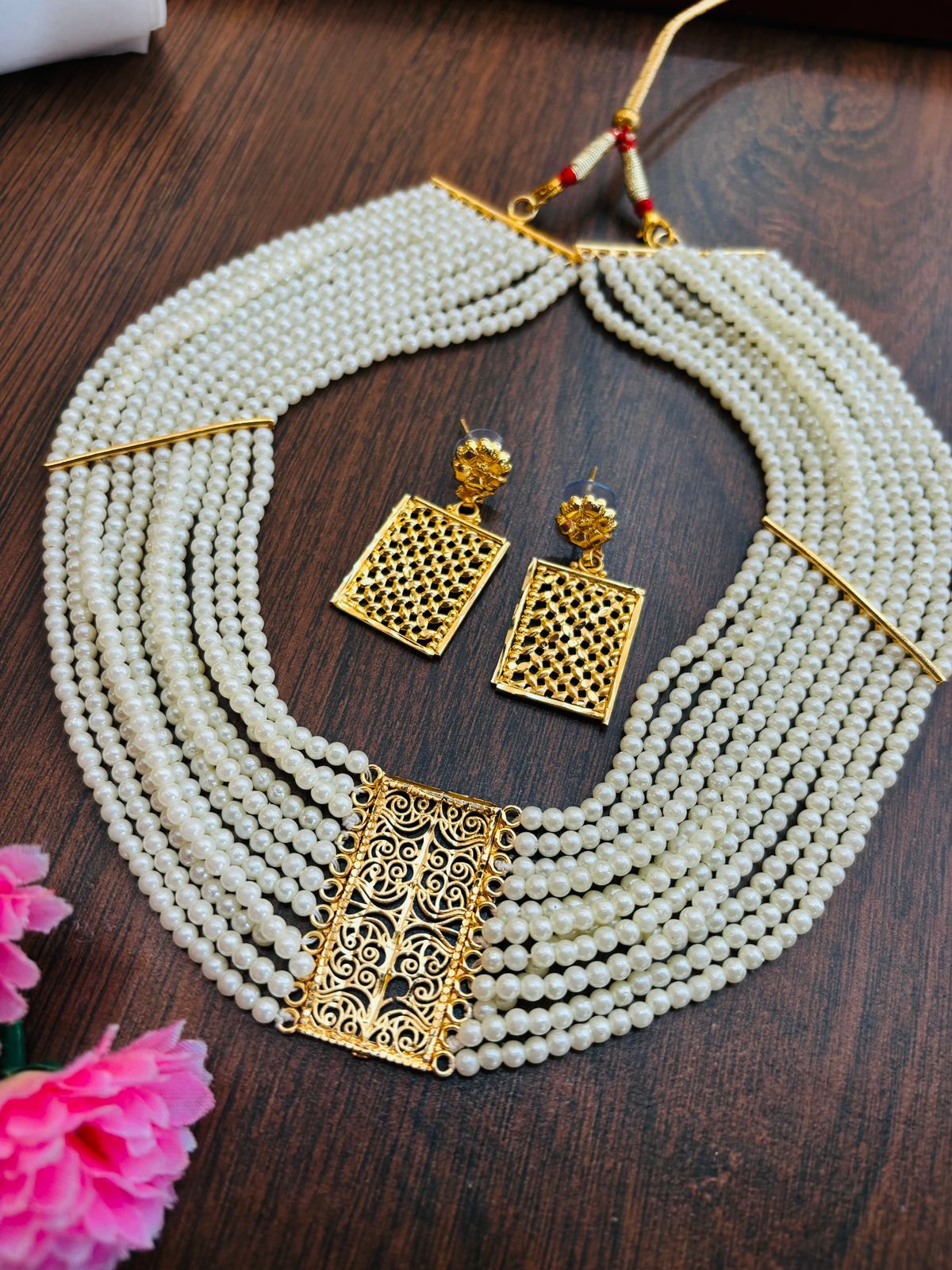 Multi- Layer Gold Plated Moti Har (Pearl Necklace)