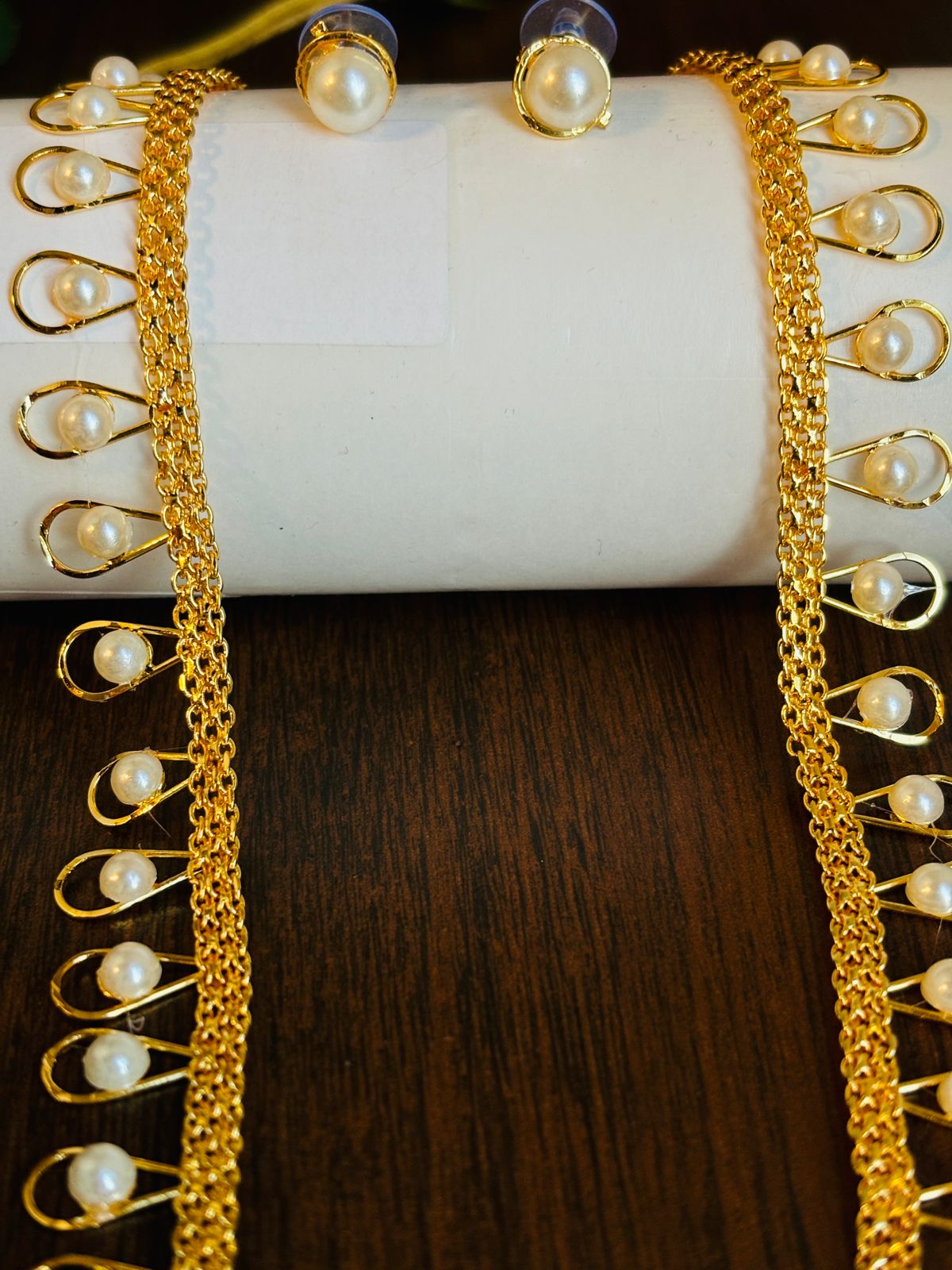 Gold Plated Pearl Set(Necklace And Earring Set)