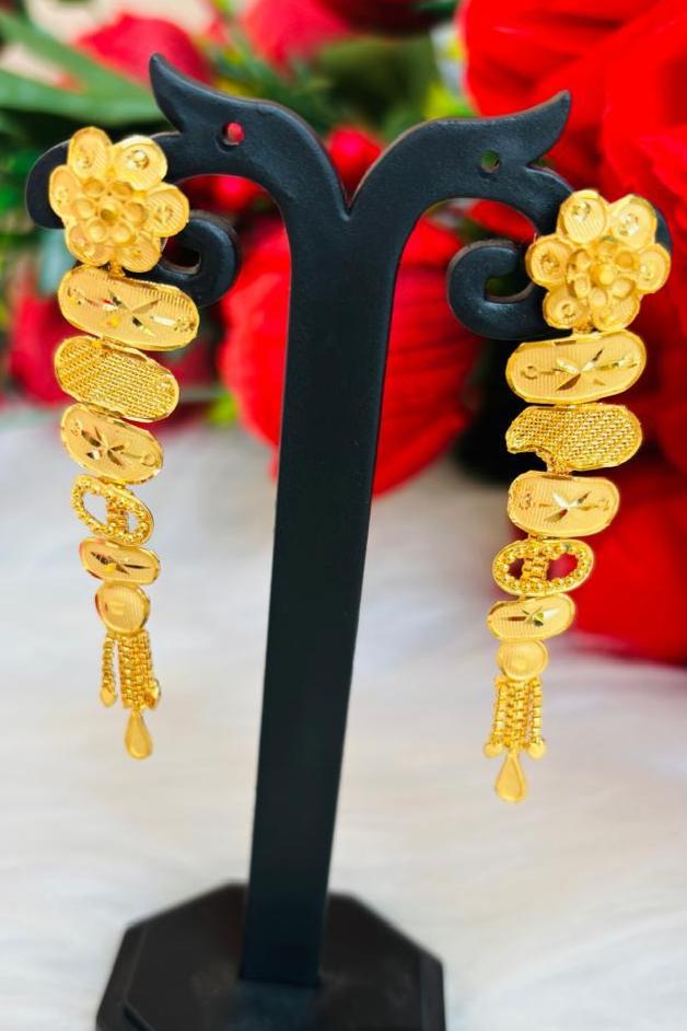 Aishani Gold Plated Long Earrings