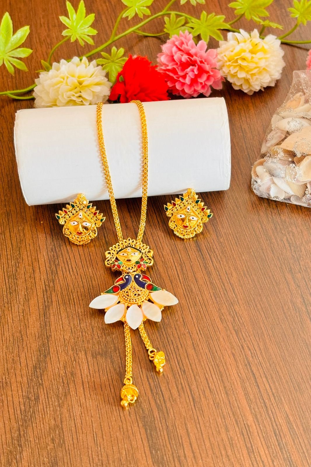 Durga Ma-Sea Shell Gold Plated Necklace Set