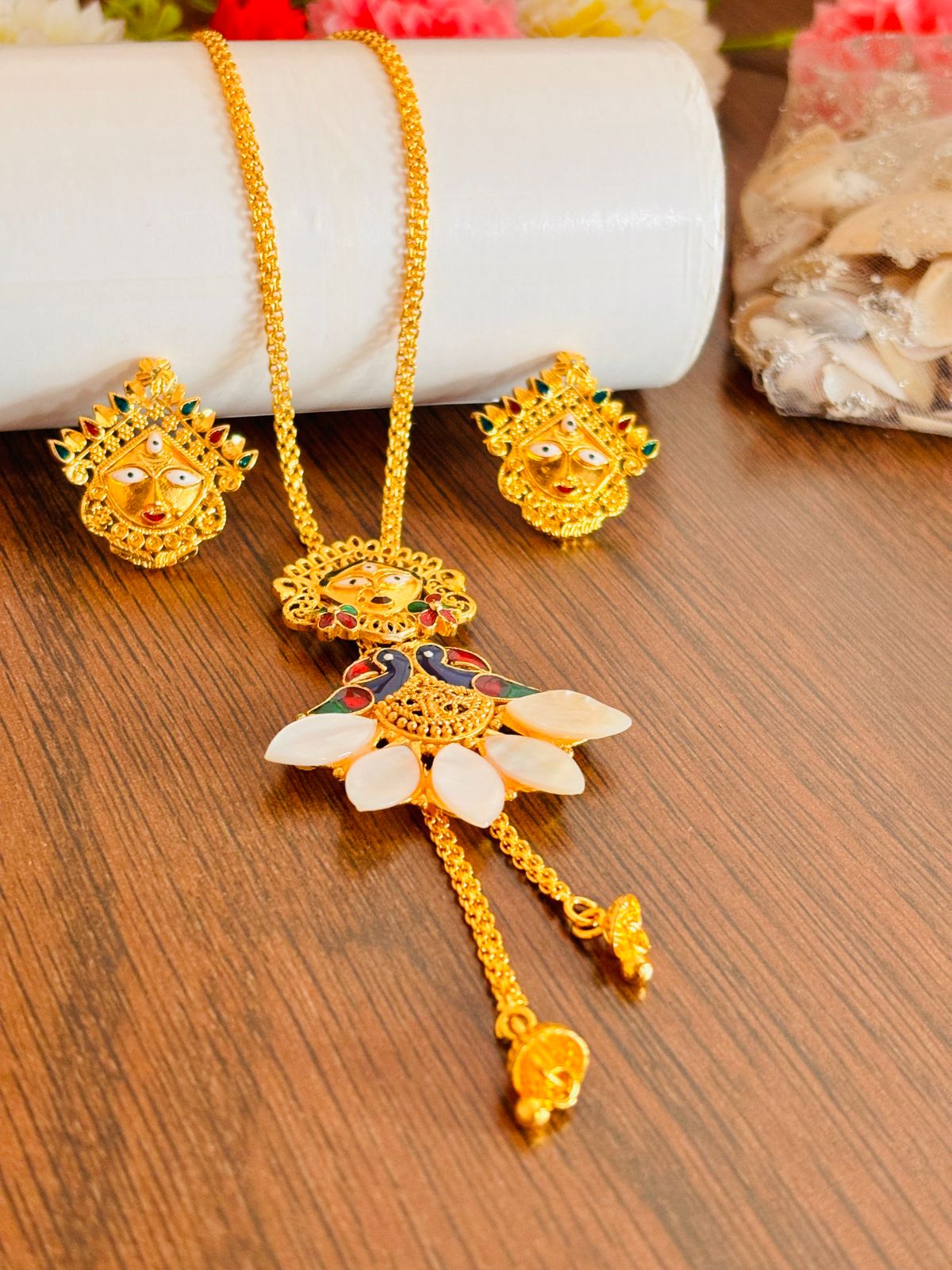 Durga Ma-Sea Shell Gold Plated Necklace Set