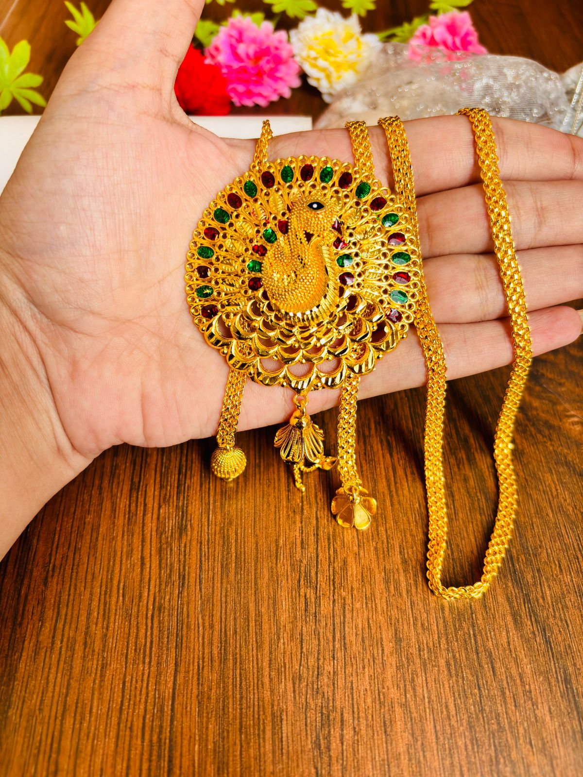 Mayura -Gold Plated Long Necklace Set