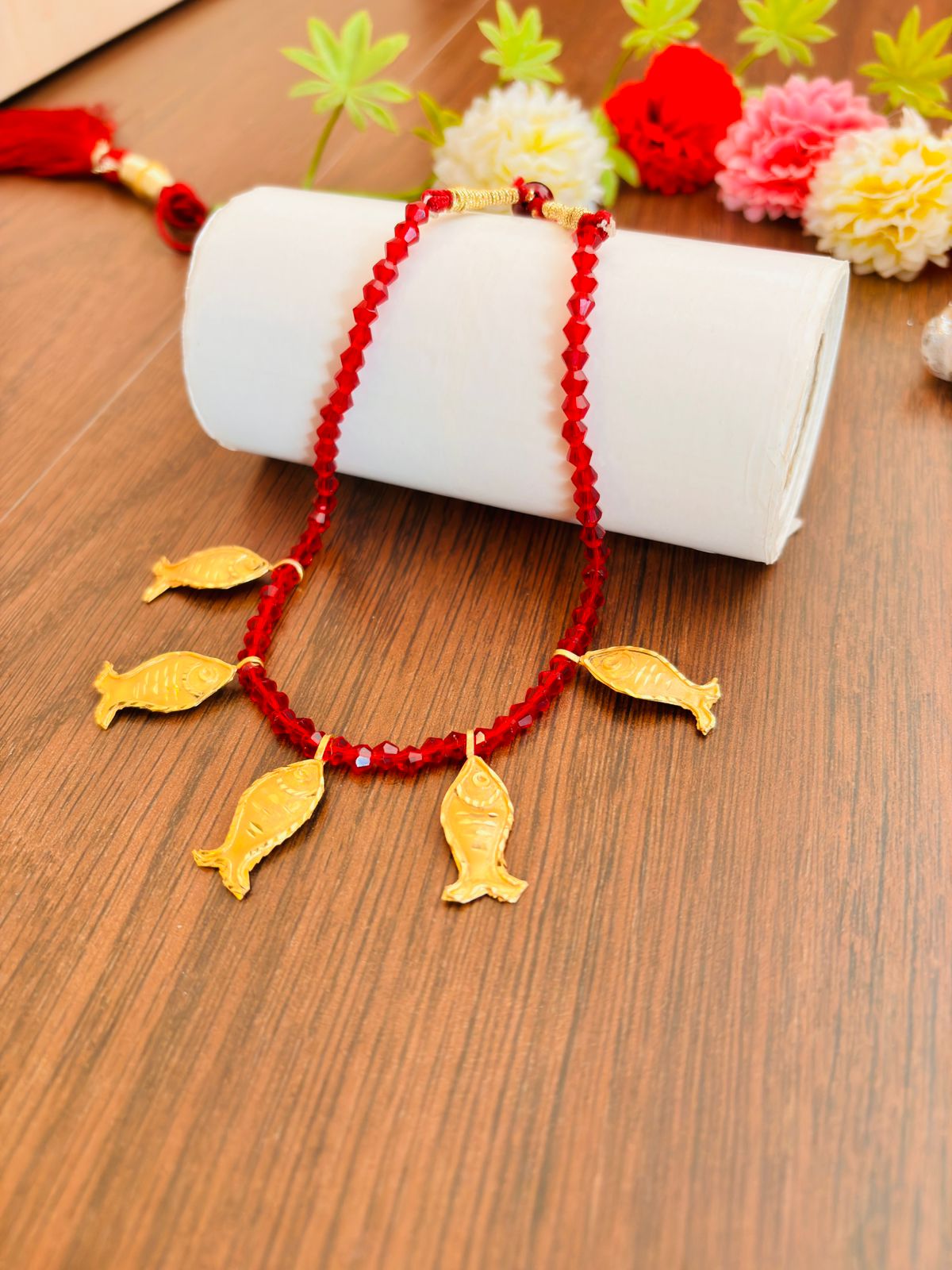 Matsya- Gold Plated Necklace With Crystal Chain