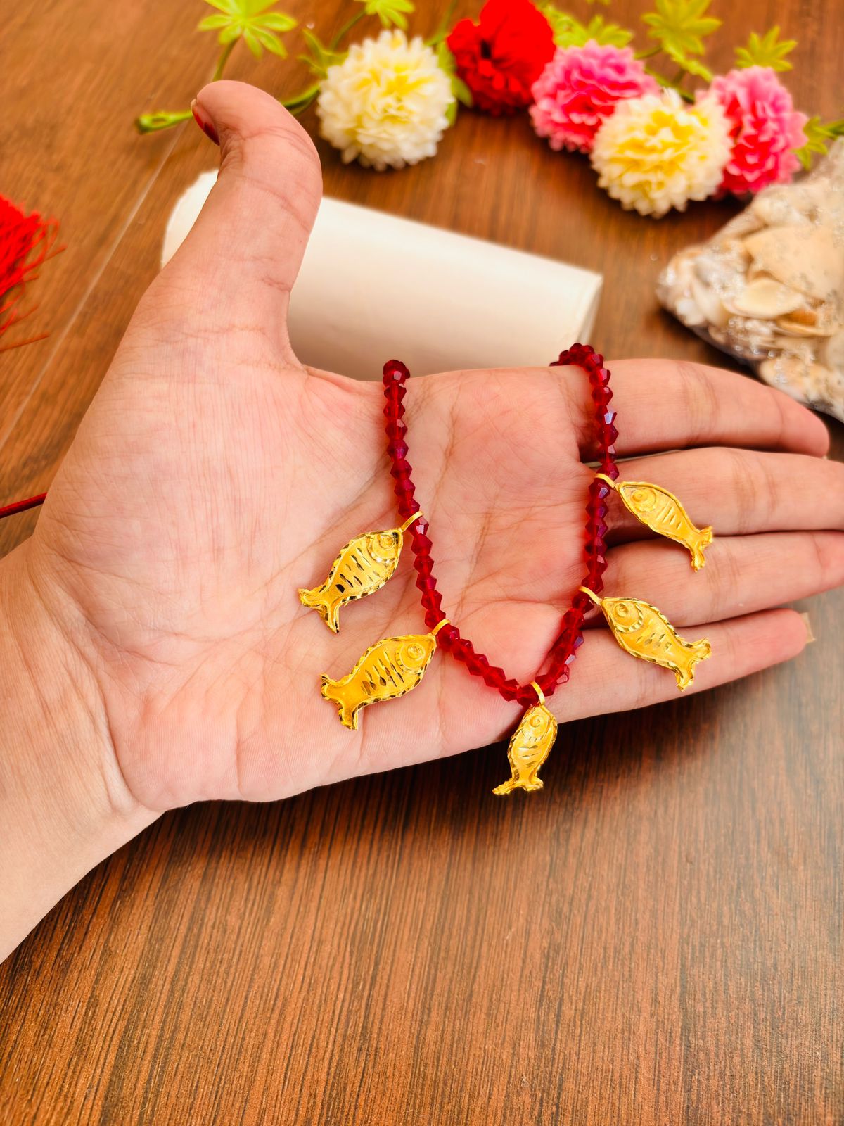 Matsya- Gold Plated Necklace With Crystal Chain