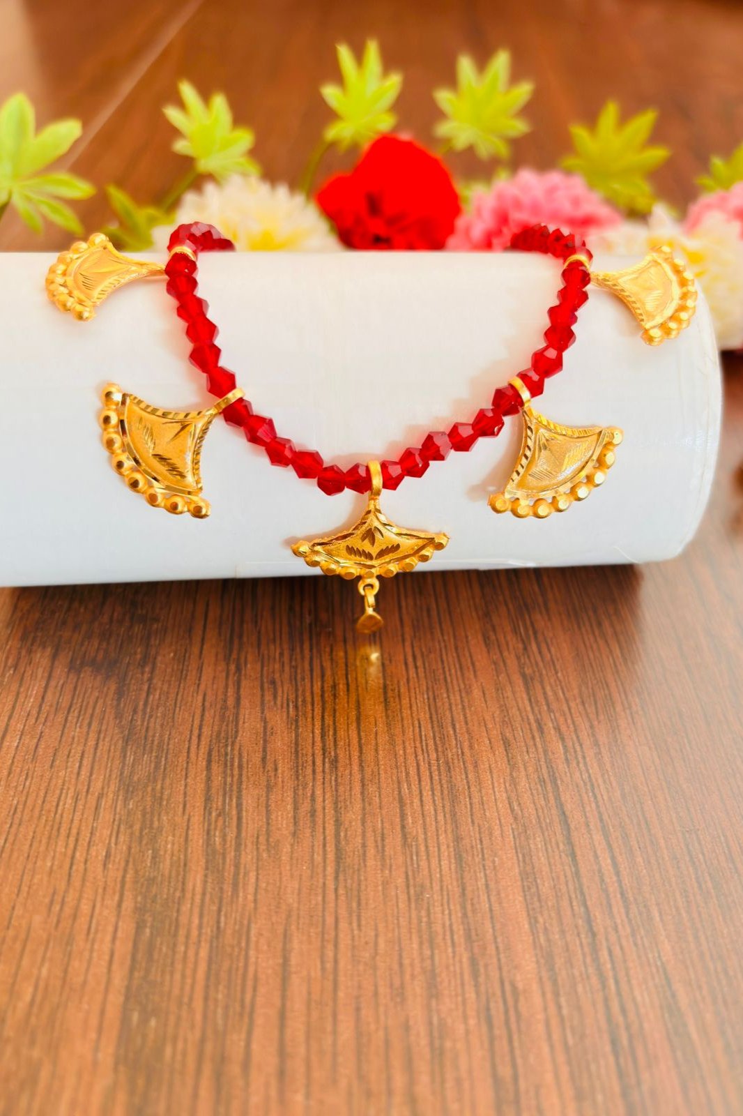 Gold Plated Necklace With Crystal Chain