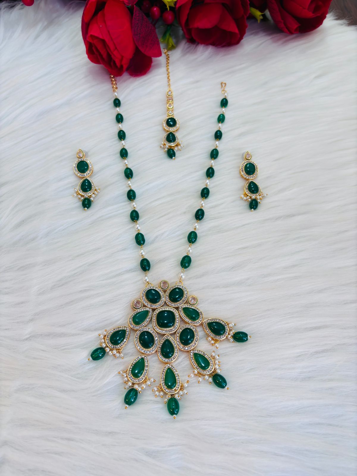 Green Art Of Kundan [ Royal Set ]